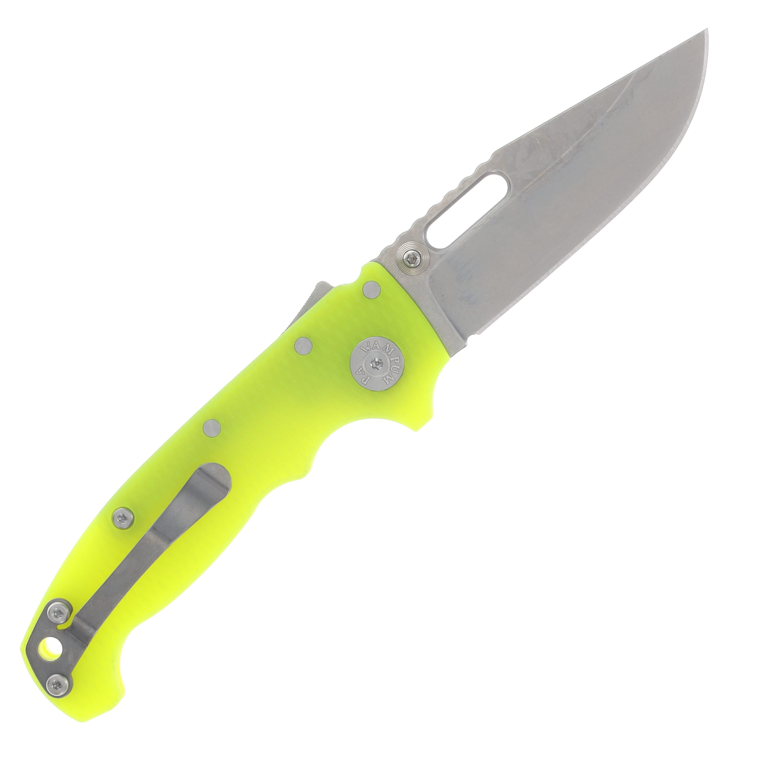 Demko Knives AD20 Slim Folding Knife Magnacut Clip Point - Dayglow G10 AD20SLIM-MC-CLIP-G10-DAYGLOW View 2