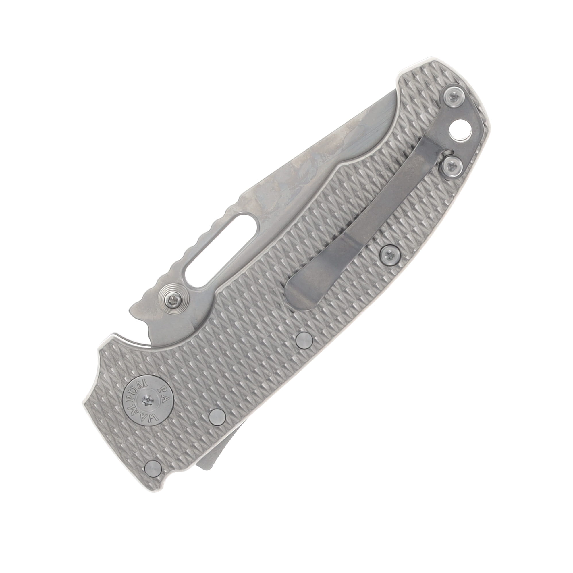 Demko Knives AD20 Slim Folding Knife Magnacut Clip Point - K1 Textured TI AD20SLIM-K1-MC-CLIP-TITANIUM-TEXTURE View 6