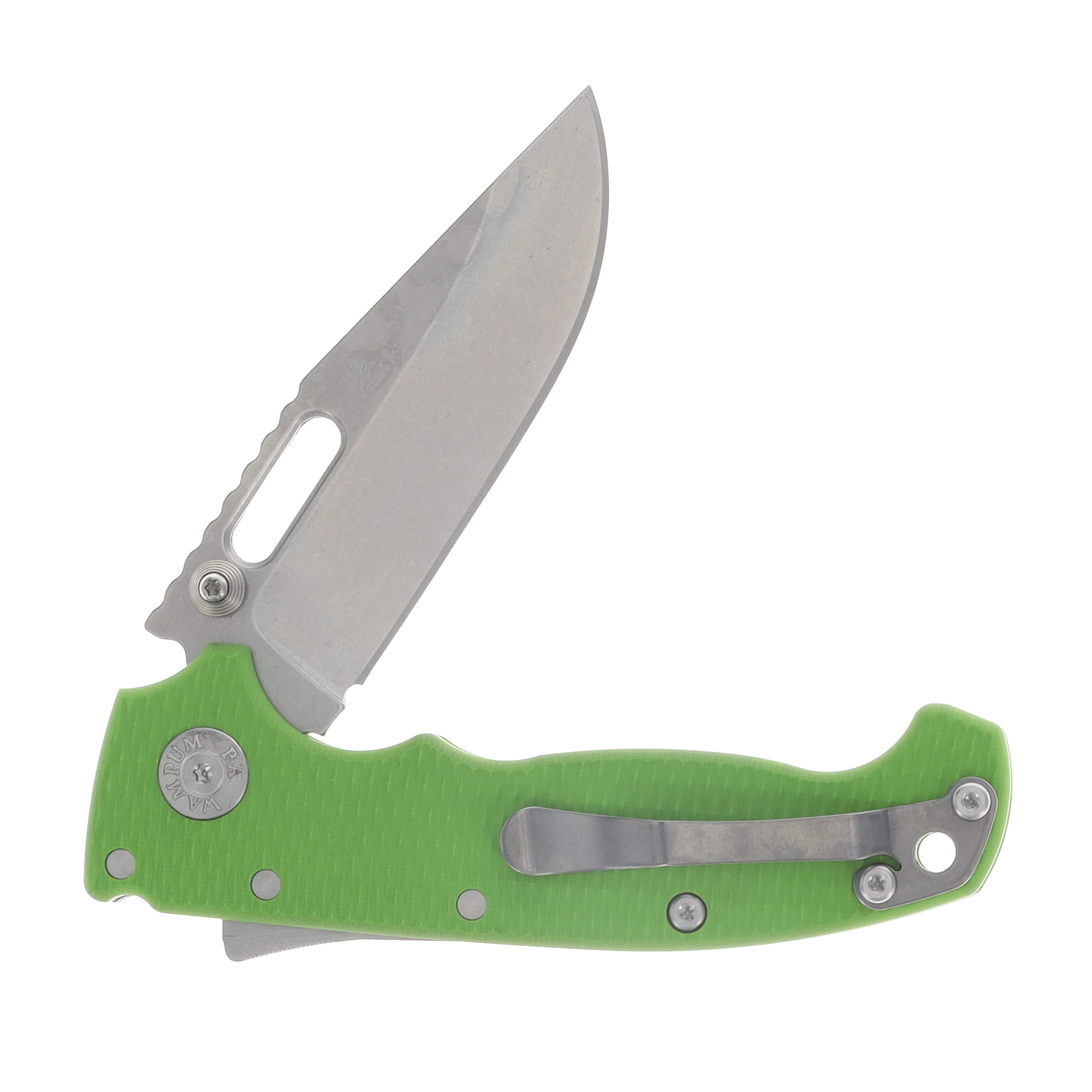 Demko Knives AD20 Slim Folding Knife Magnacut Clip Point - Neon Green G10 AD20SLIM-MC-CLIP-G10-NEONGREEN View 4