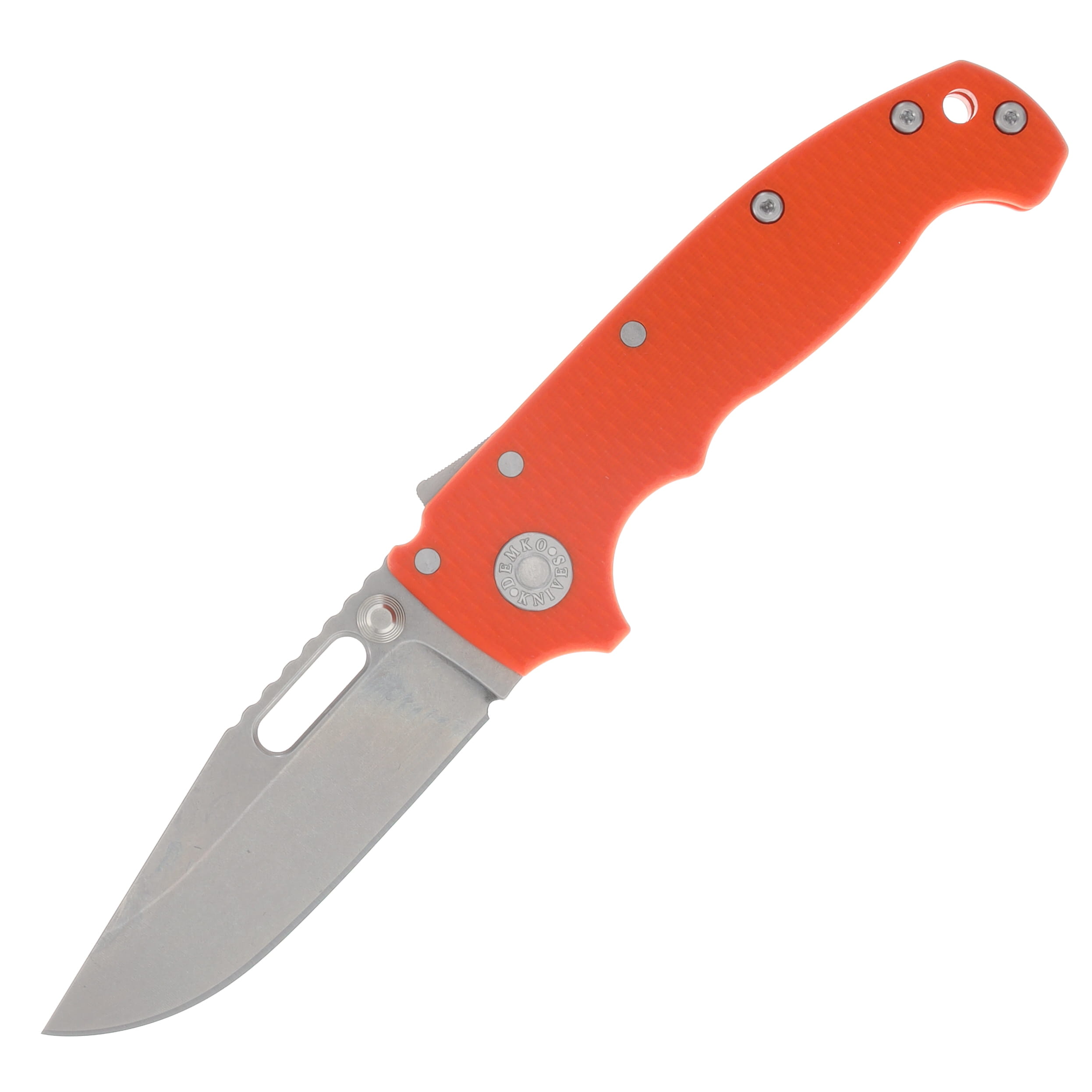 Demko Knives AD20 Slim Folding Knife Magnacut Clip Point - Orange G10 AD20SLIM-MC-CLIP-G10-ORANGE View 1
