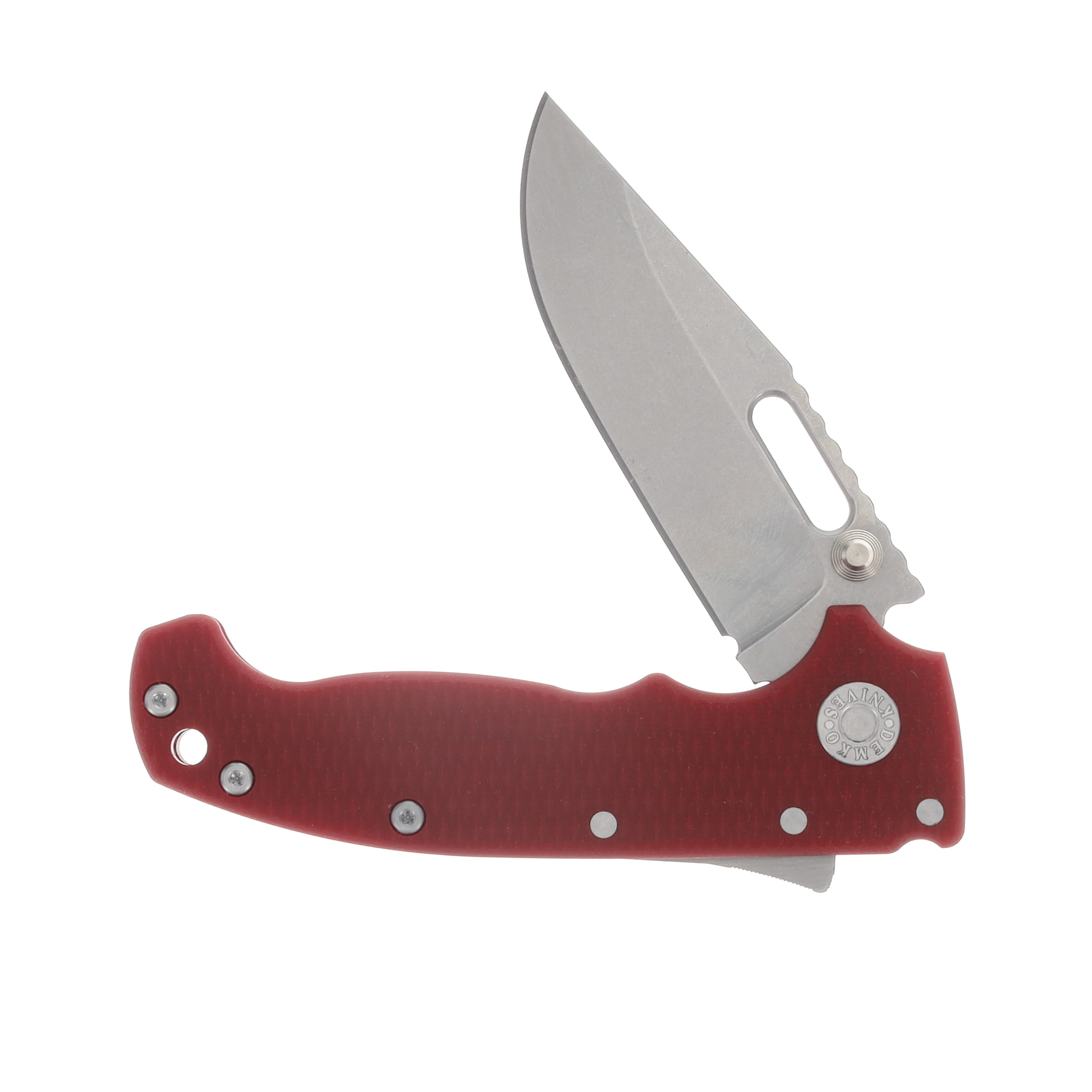 Demko Knives AD20 Slim Folding Knife Magnacut Clip Point - Red G10 AD20SLIM-MC-CLIP-G10-RED View 5