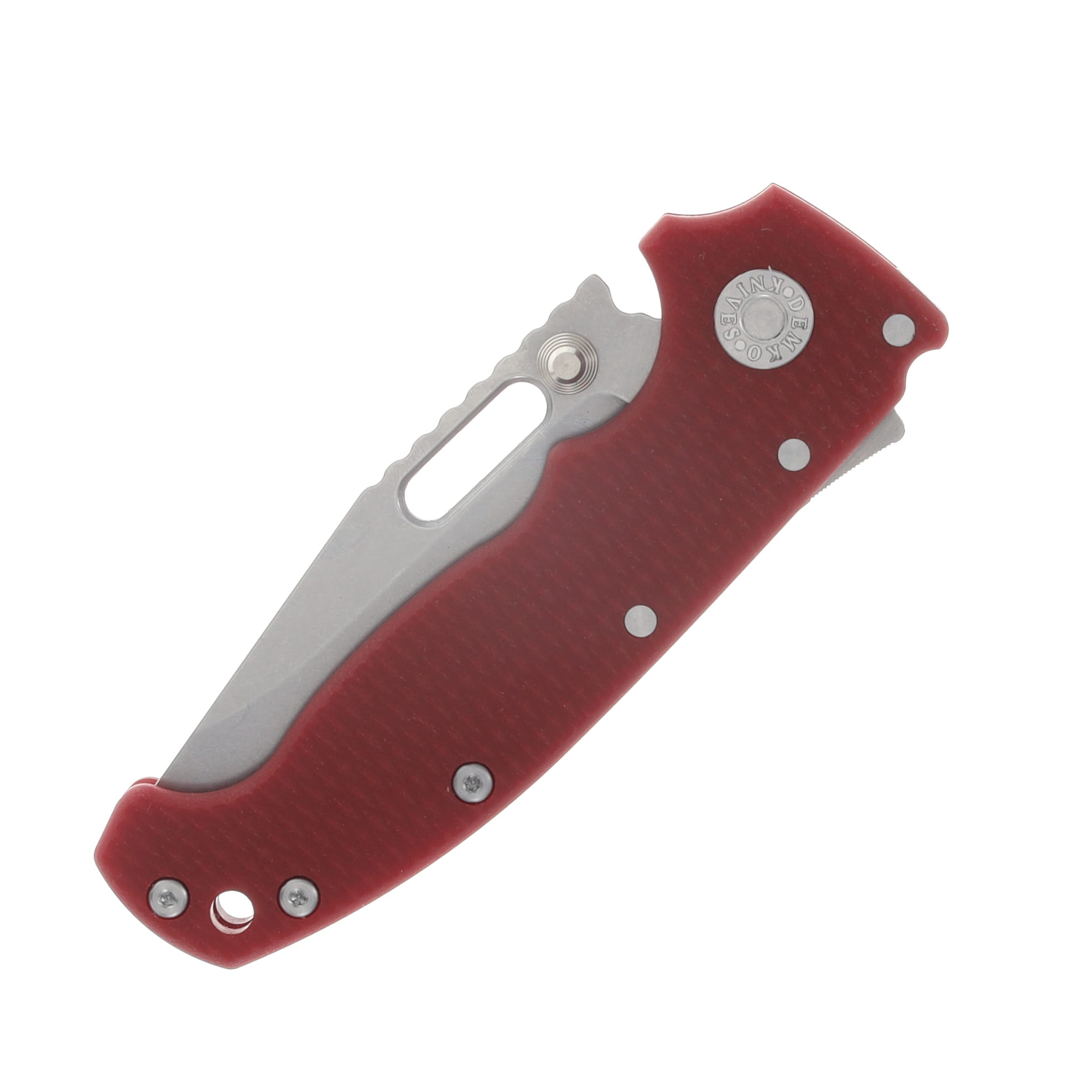 Demko Knives AD20 Slim Folding Knife Magnacut Clip Point - Red G10 AD20SLIM-MC-CLIP-G10-RED View 3
