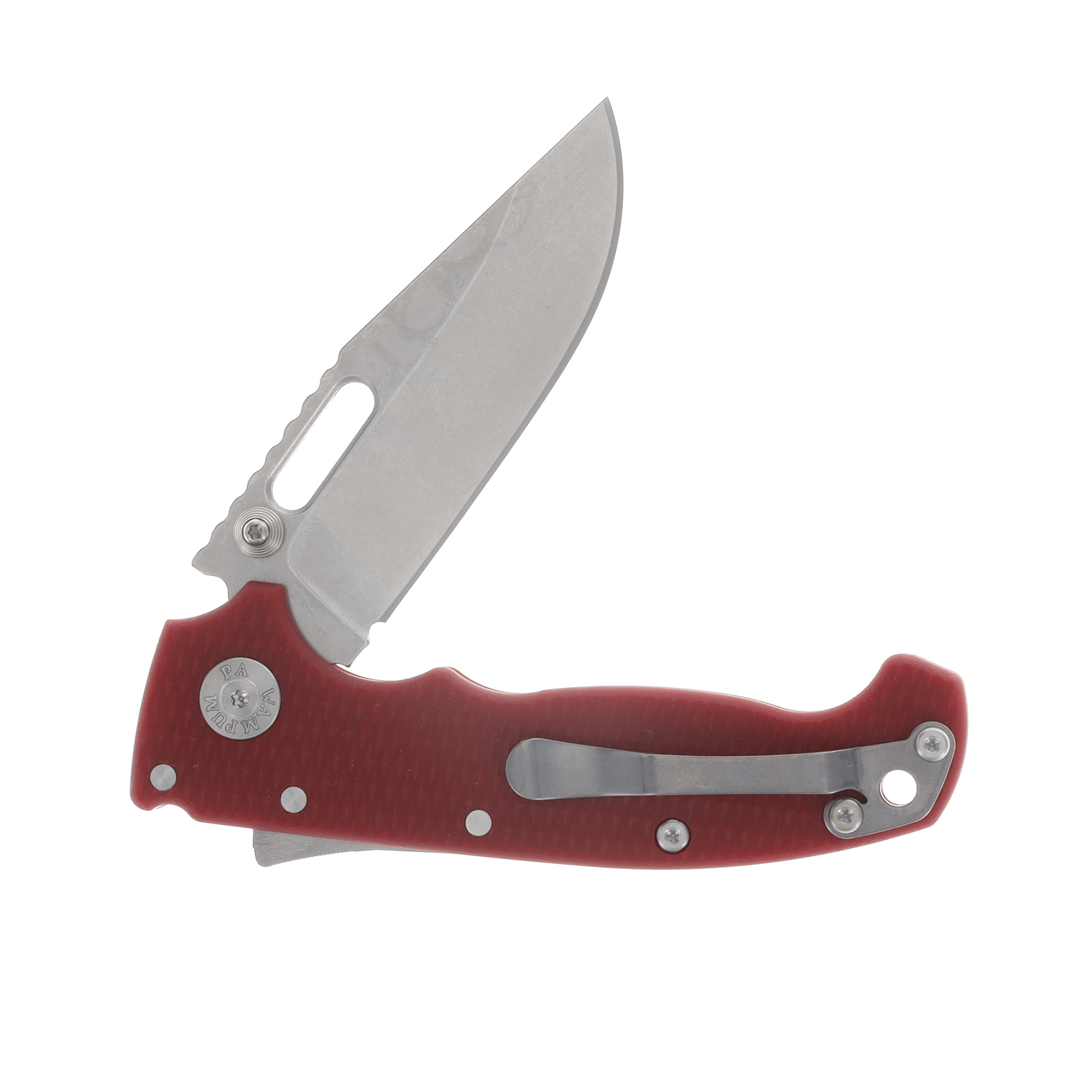 Demko Knives AD20 Slim Folding Knife Magnacut Clip Point - Red G10 AD20SLIM-MC-CLIP-G10-RED View 6
