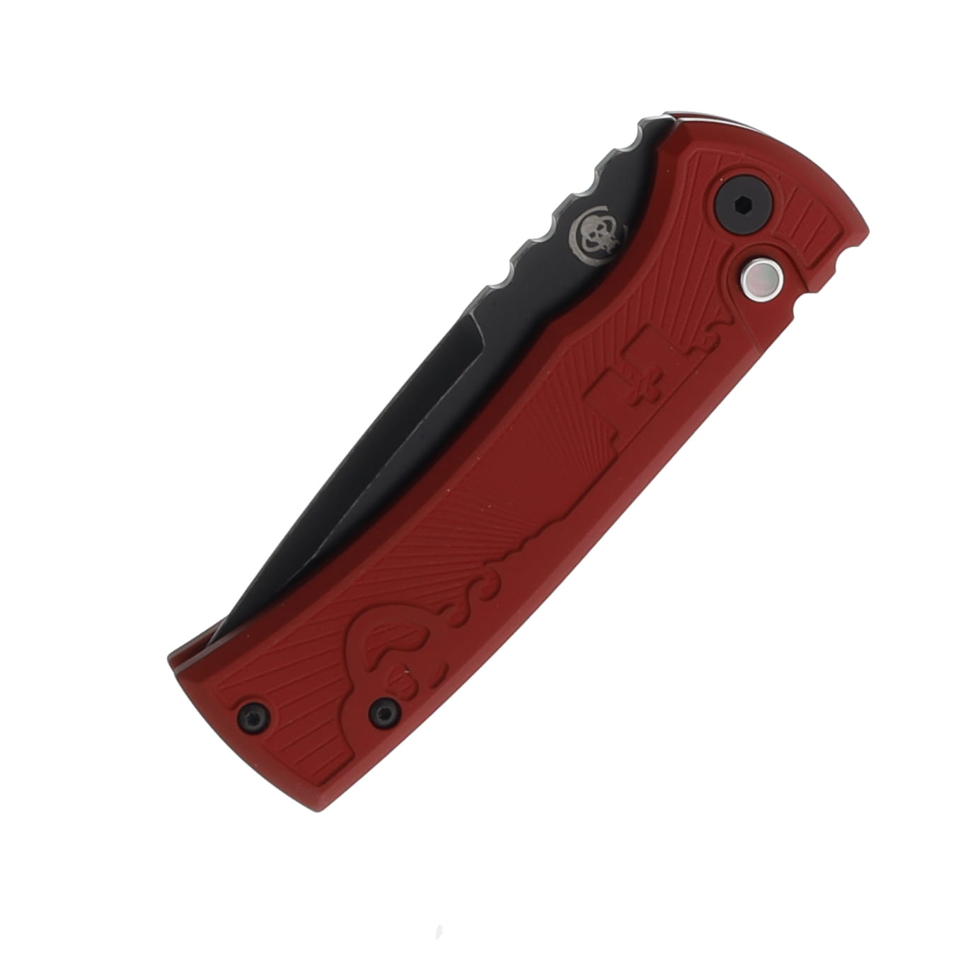 Chaves x ProTech Redencion Automatic Knife Blackwash Drop Point/Key-Milled Red Aluminum CK-1A10-1G3F-2D11 View 3