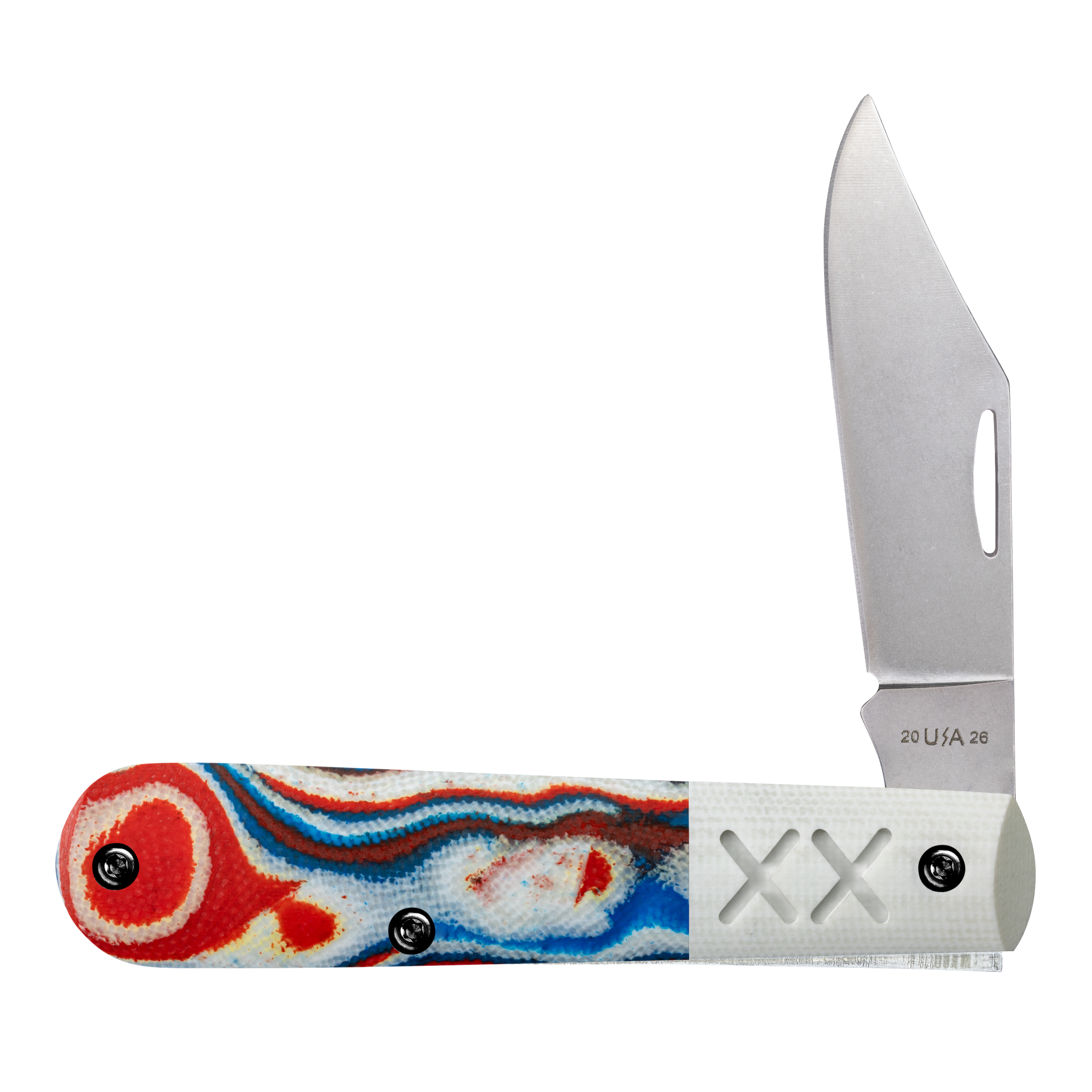Case XX XR Crossroads Series Barlow Folding Knife Red/White/Blue Burl G-10 Cut of the Month June 2026 CA53164 View 1