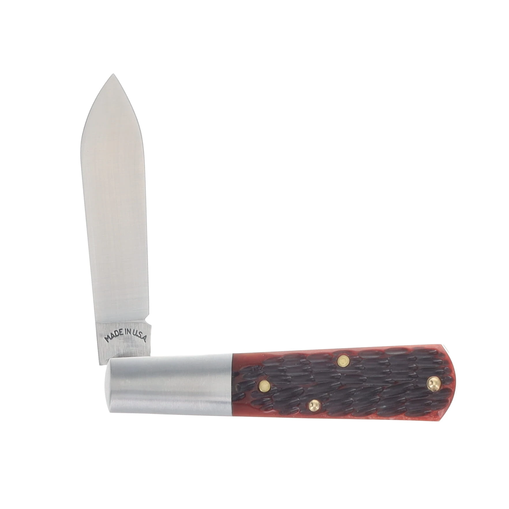 New York Knife Co. 1-Bld Barlow Red Jigged Bone Folding Knife NYK1506-RJB View 4