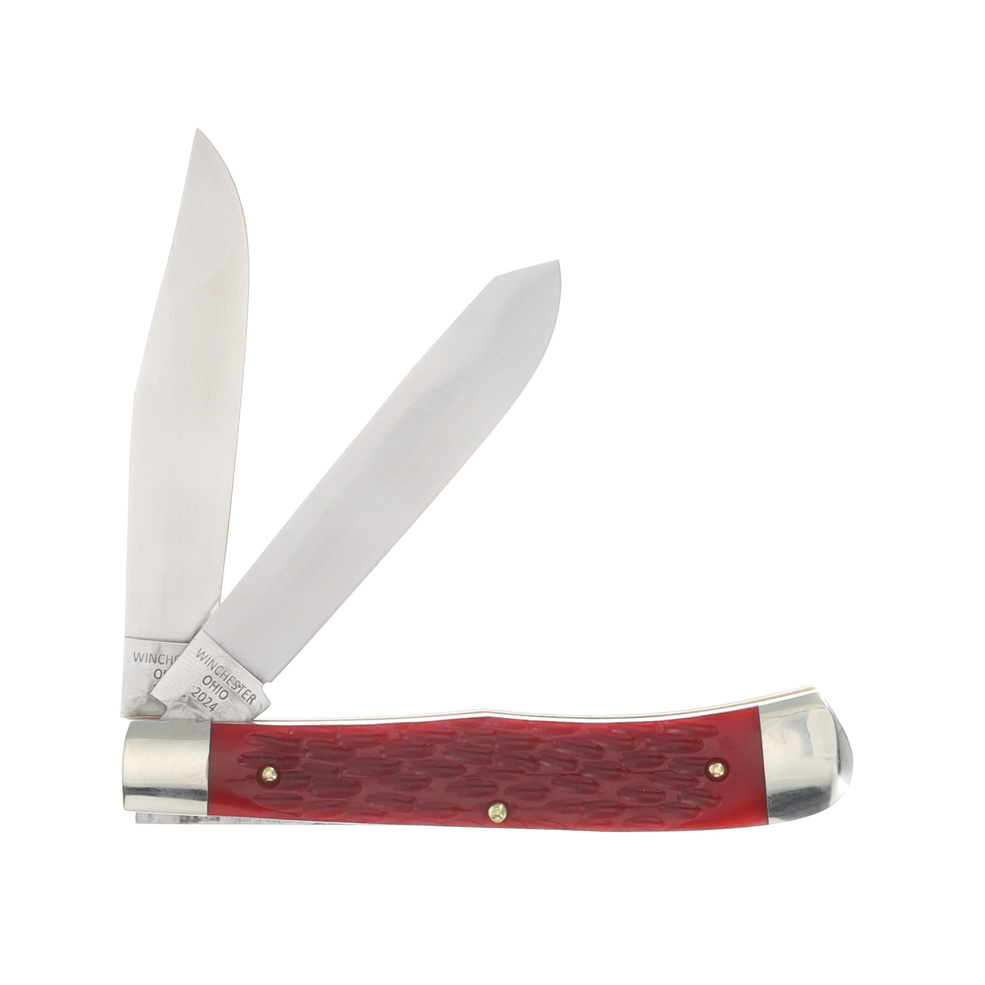 Weed & Co. 2024 2-Bld. Trapper Red Jigged Bone Handle Folding Knife WC5219-RJB View 2
