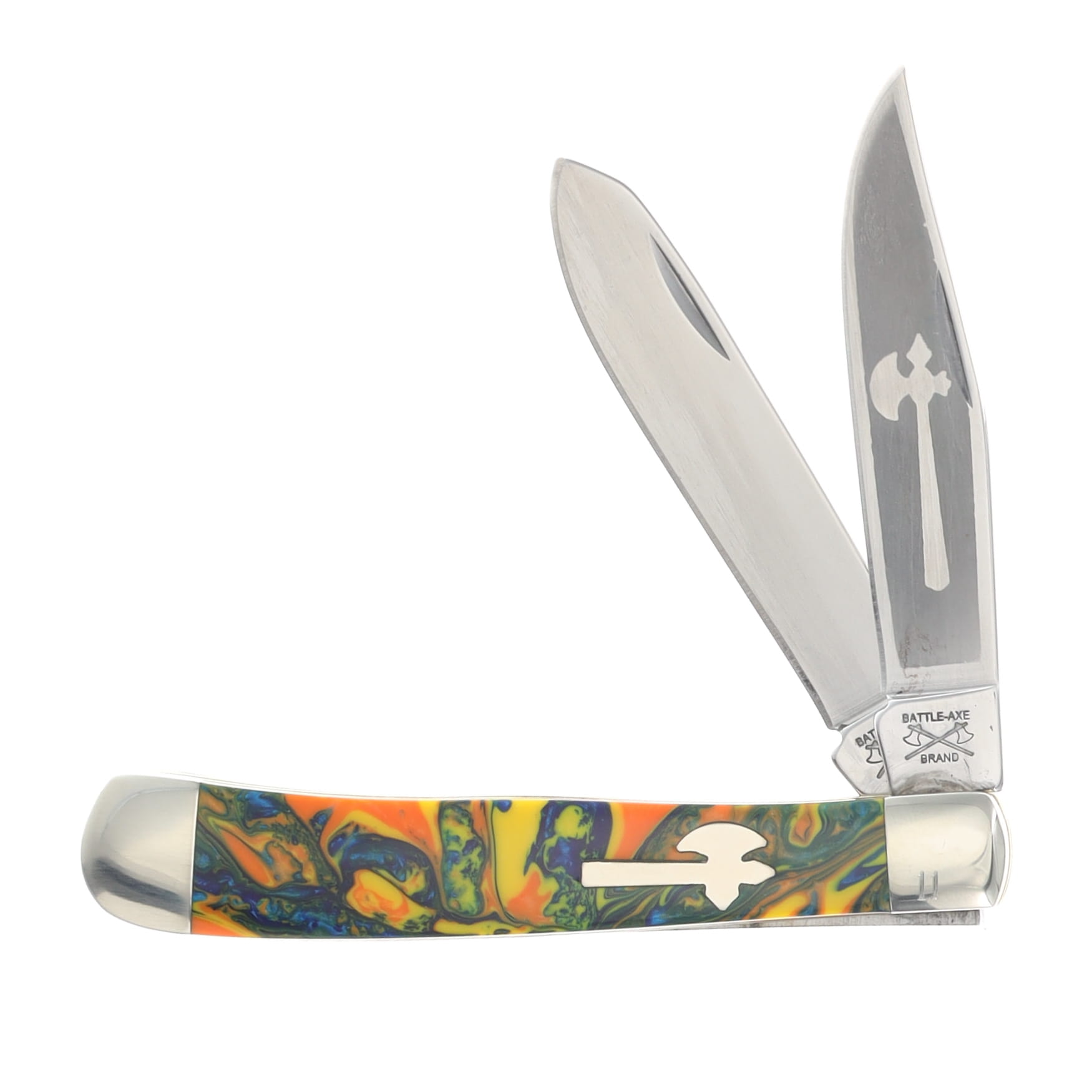 Battle Axe Cutlery 2-Bld. Trapper Macaw Mica Pearl 1-of-25 Folding Knife CCBA7219-MACAW View 1