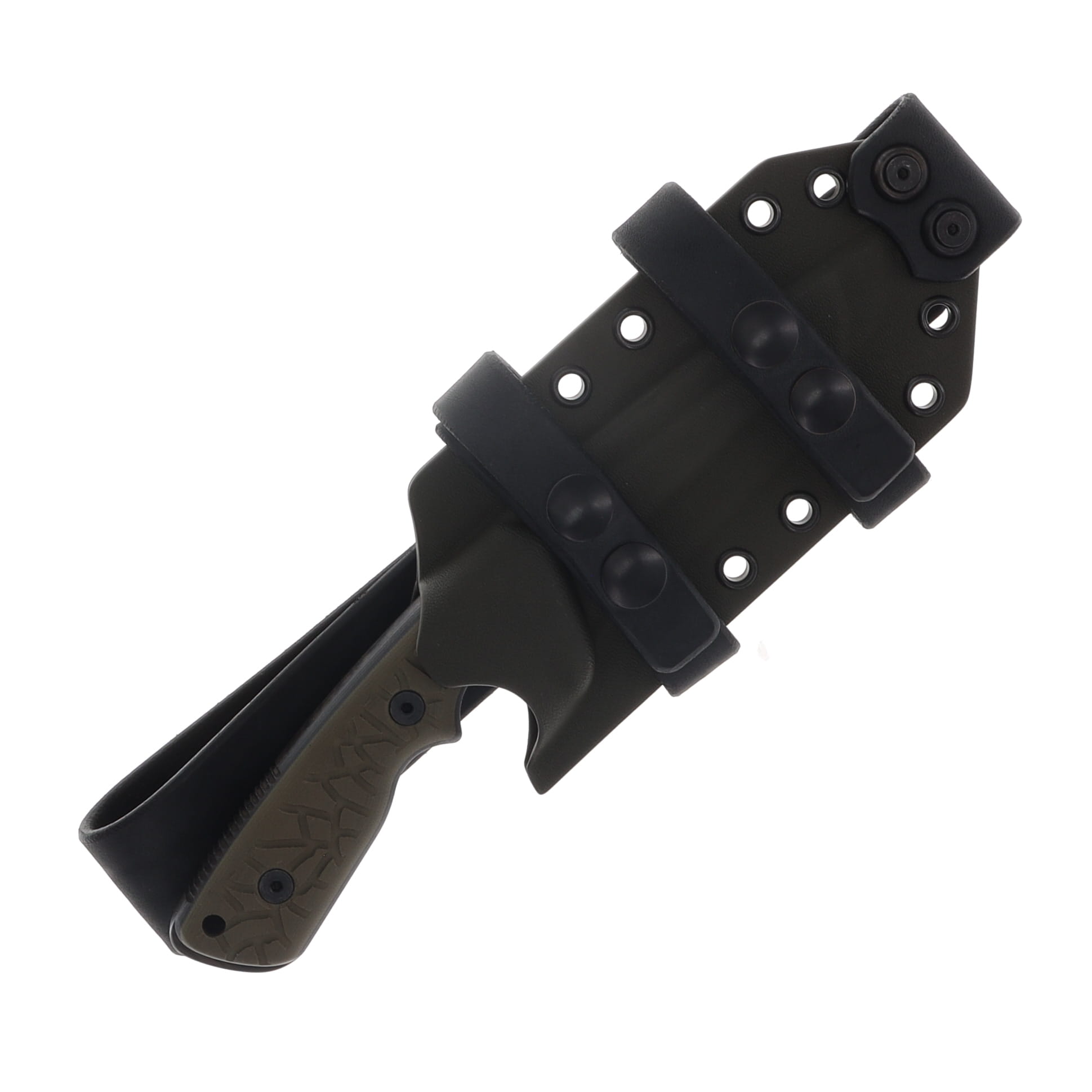Miller Brothers M-27 Fixed Blade Knife Black Accents/FDE G-10 with OD Sheath M-27ODBKSFDEH View 4