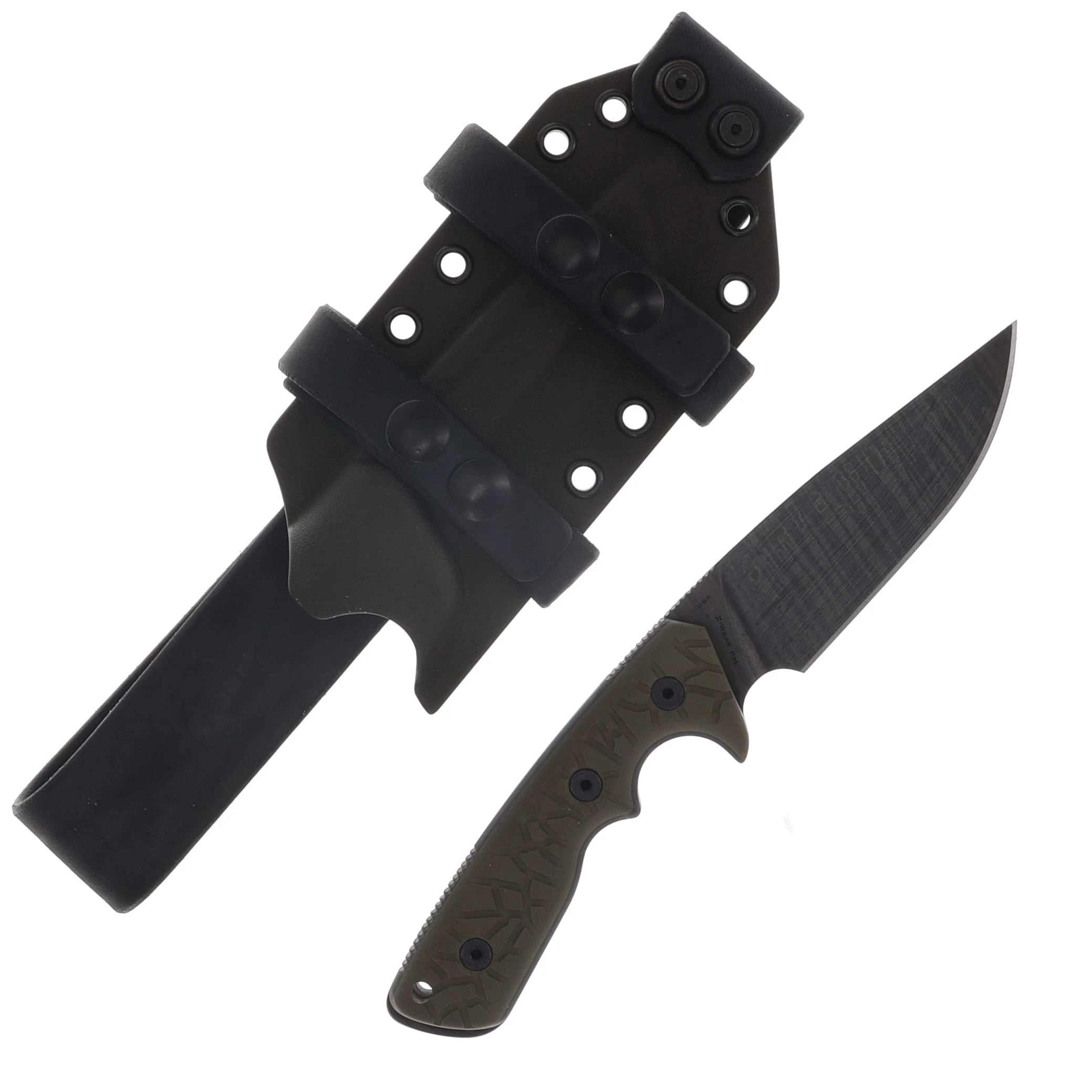 Miller Brothers M-27 Fixed Blade Knife Black Accents/FDE G-10 with OD Sheath M-27ODBKSFDEH View 2