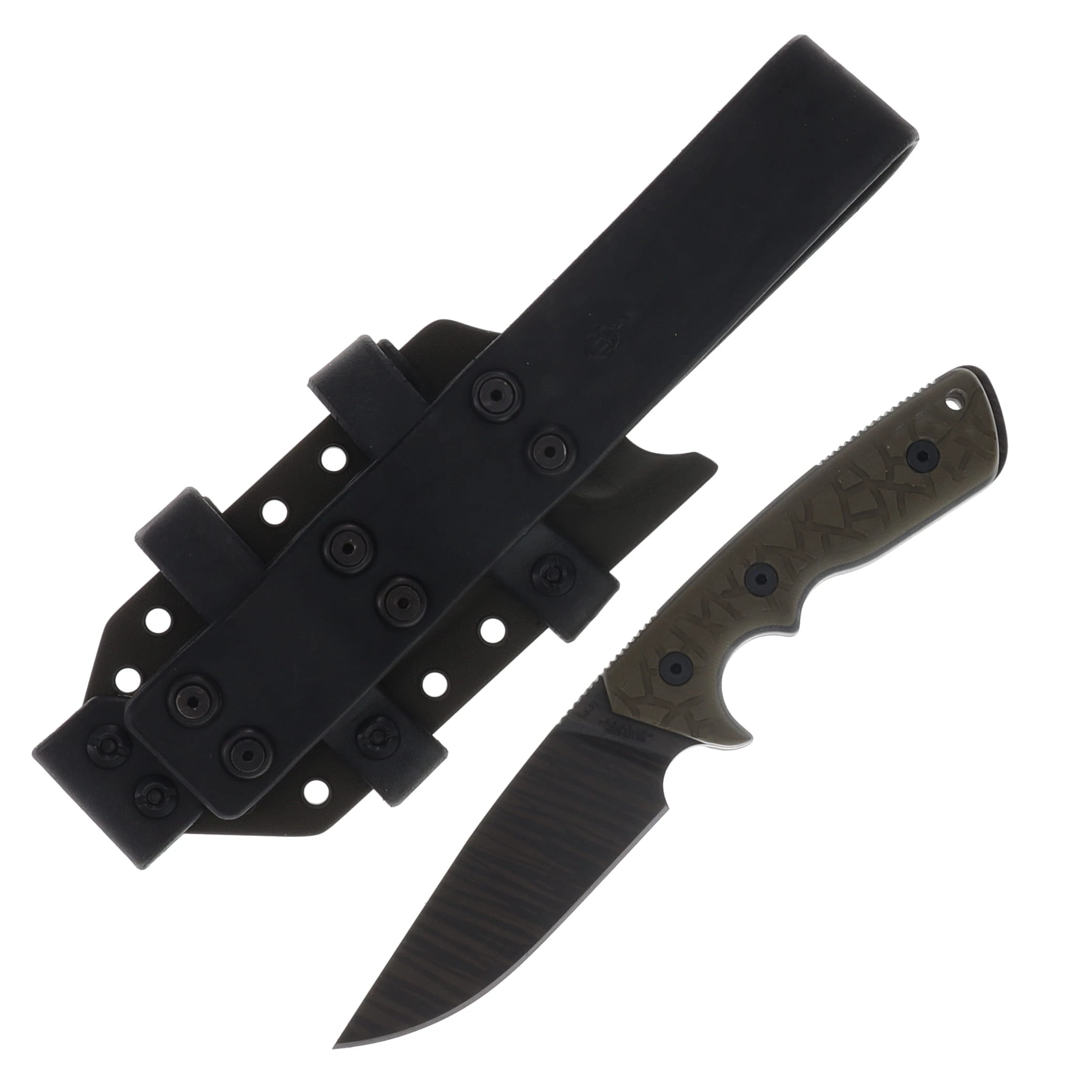 Miller Brothers M-27 Fixed Blade Knife Black Accents/FDE G-10 with OD Sheath M-27ODBKSFDEH View 1