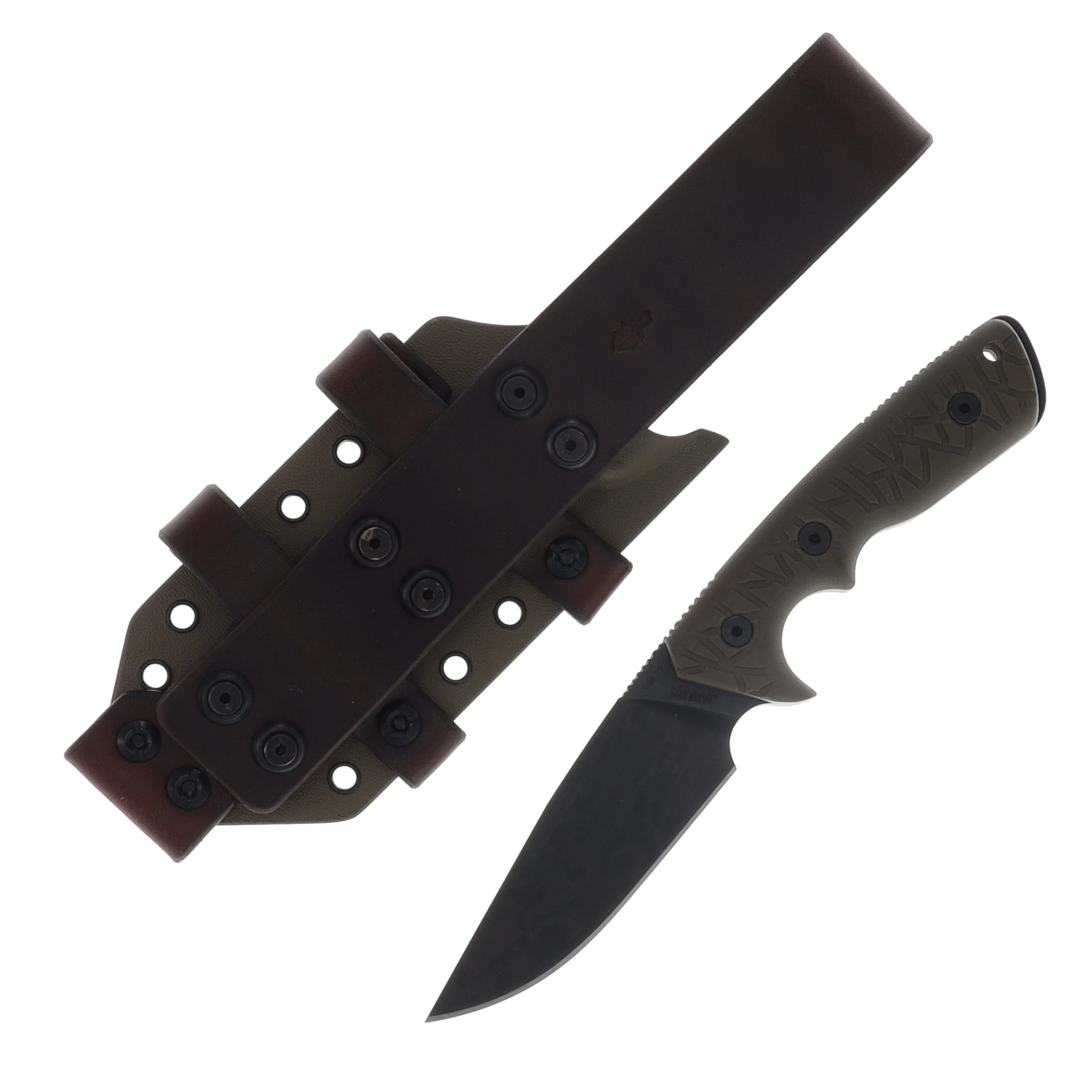 Miller Brothers M-27 Fixed Blade Knife OD Green G-10 with FDE Sheath M-27FDESODH View 2