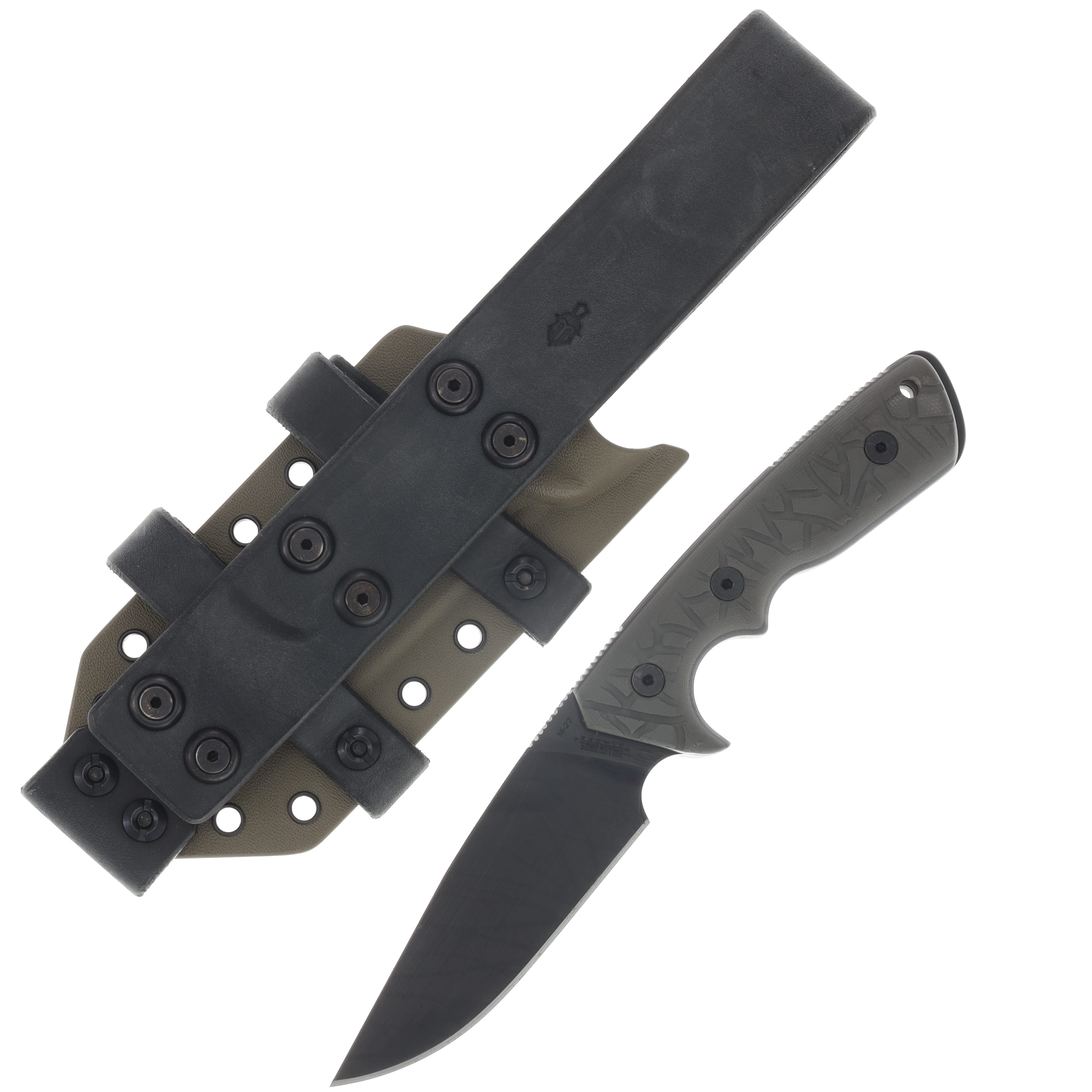 Miller Brothers M-27 Fixed Blade Knife Black G-10 with FDE Sheath M-27FDESBKH View 2
