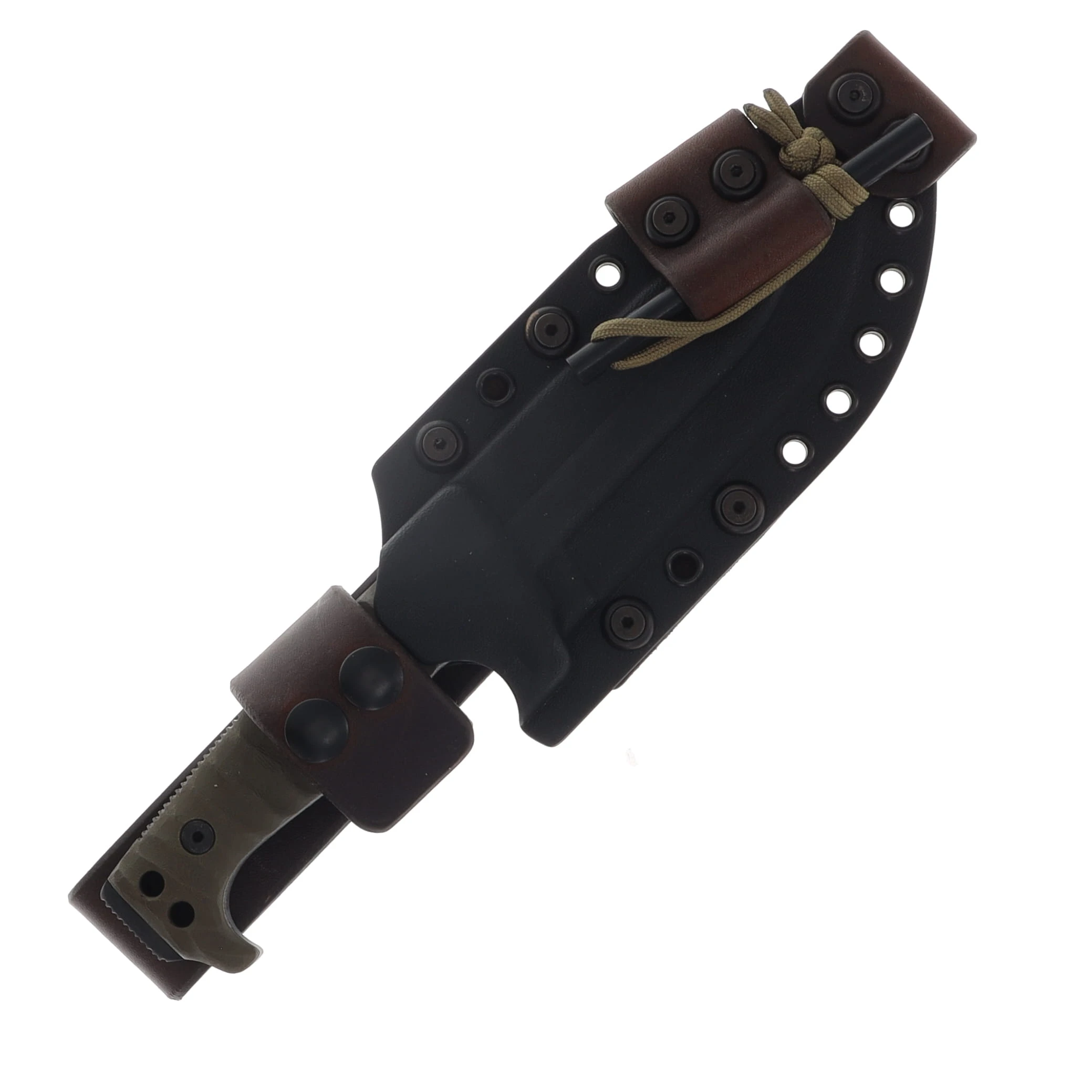Miller Brothers M-8 Fixed Blade Knife Brown Accents/OD Handle with Black Sheath M-8CBKBNSODH View 4