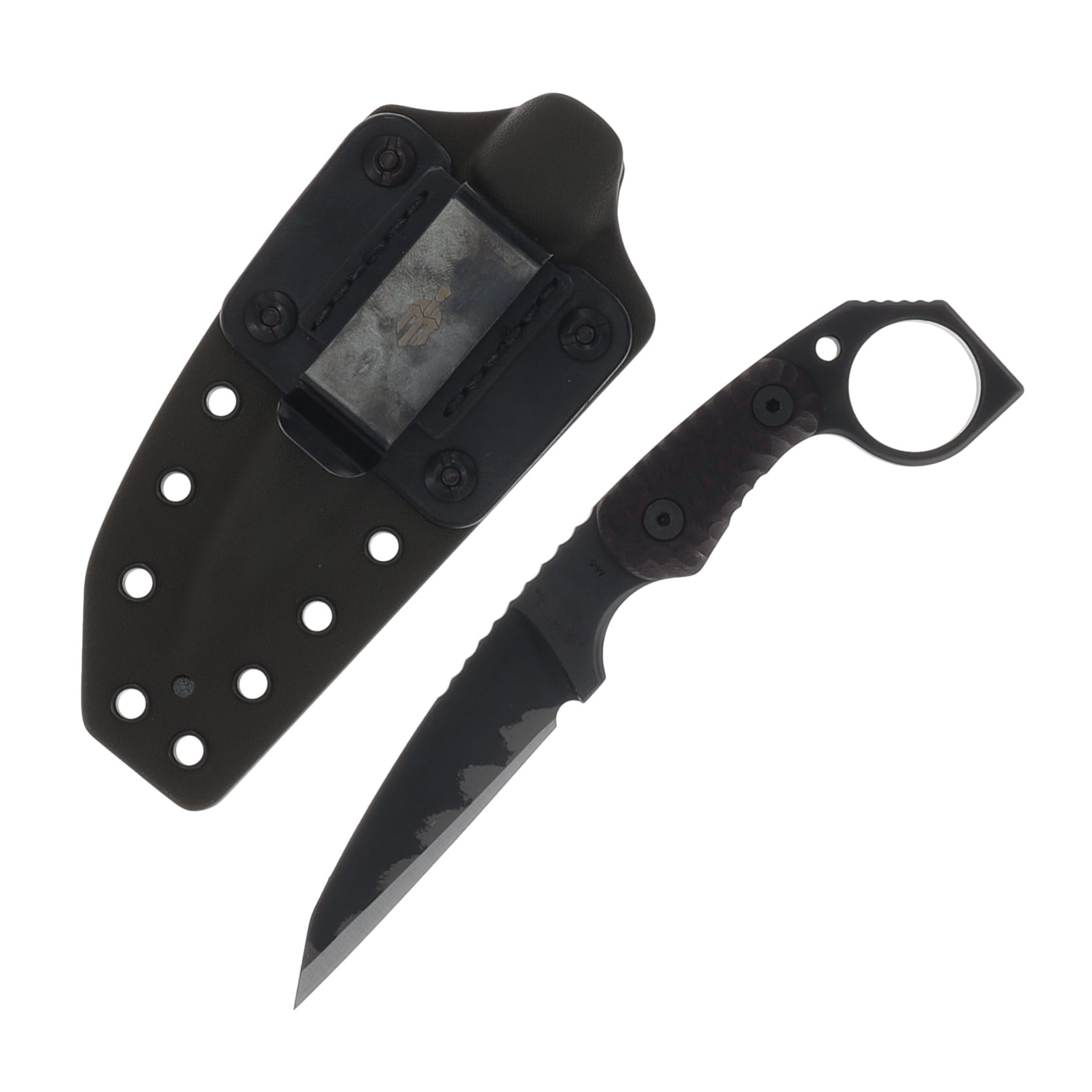 Miller Brothers M-5 Fixed Blade Knife Black G-10/Red Accents with OD Sheath M-5ODBKSBKRDH View 2