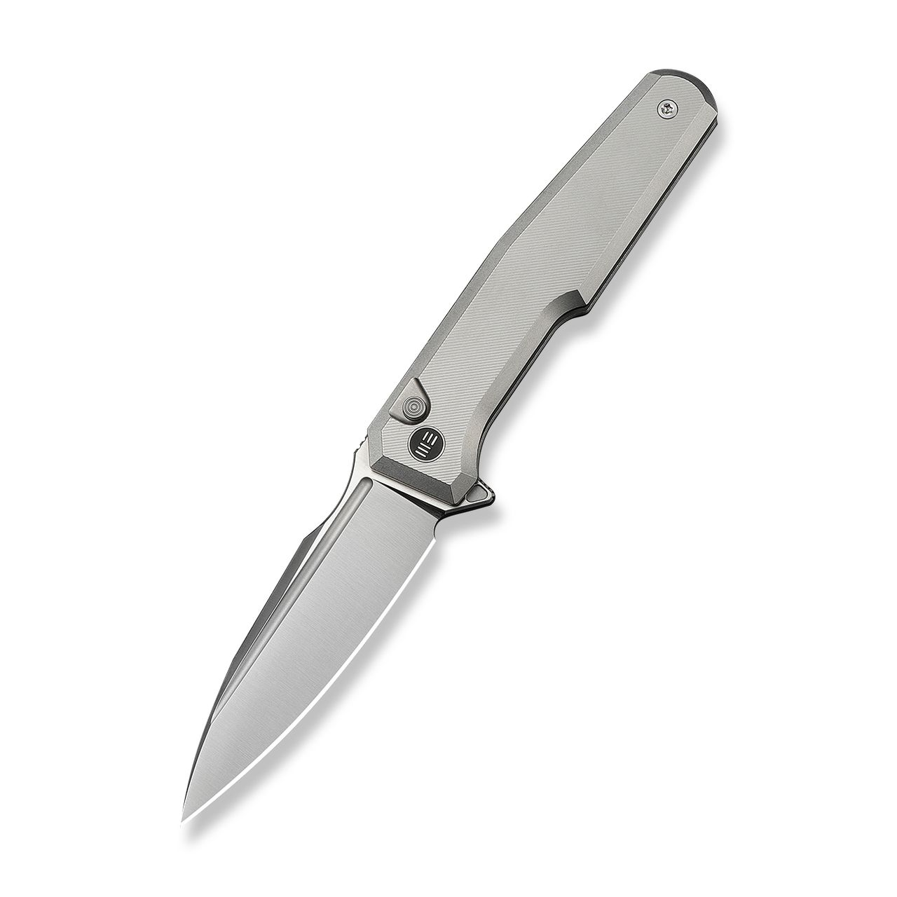 WE Knife Co Dressytak Folder Gray Titanium Handle Satin M390 Blade View 1