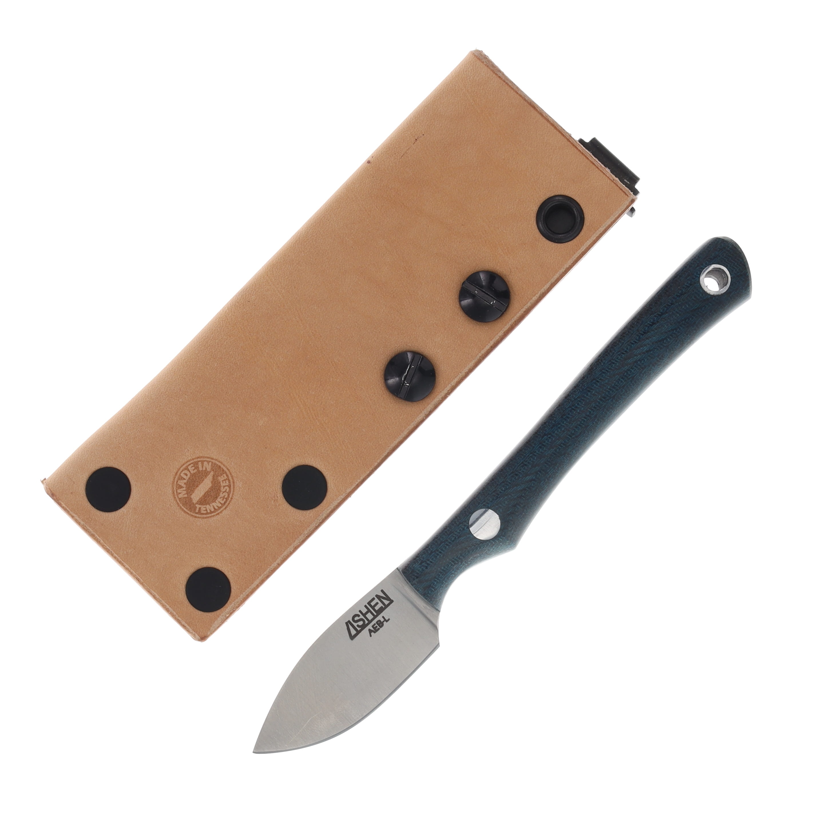 Lishen Knives Mini Northern Scalpel Fixed Blade Blue Canvas Handle Aluminum Pins LKNEBCHANDLP View 1