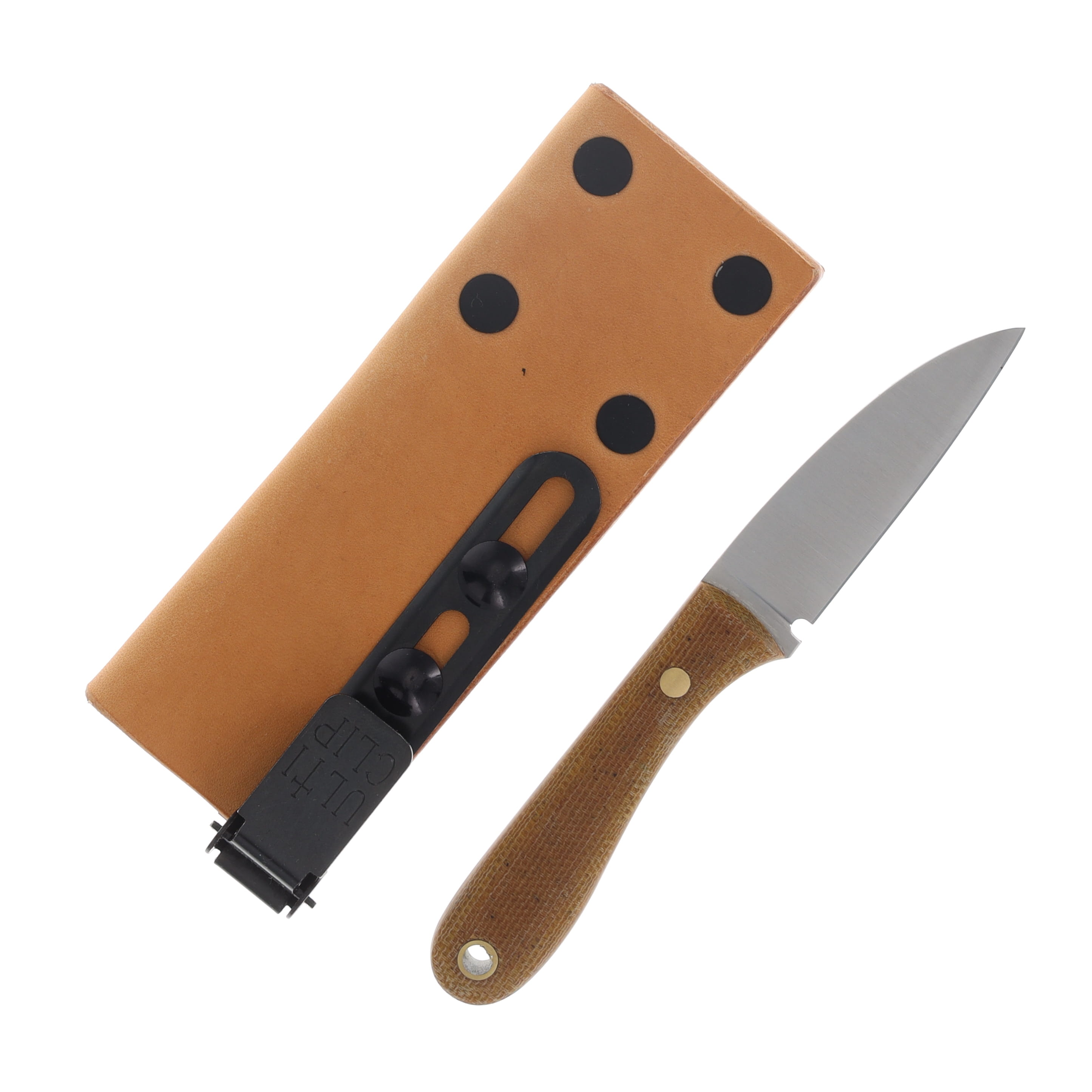 Lishen Knives Little Holston Sheepsfoot Fixed Blade Matte Natural Canvas Handle Brass Pins LKNNVNCTHBP View 2