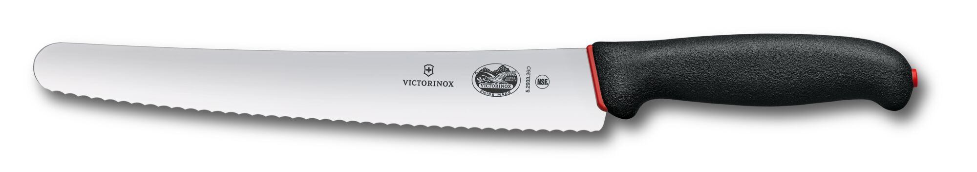 Victorinox Bread & Cake Knife, 10.25" blade, serrated edge, black/red Dual Grip handle, blister Dual Grip 5.2933.26DB View 1
