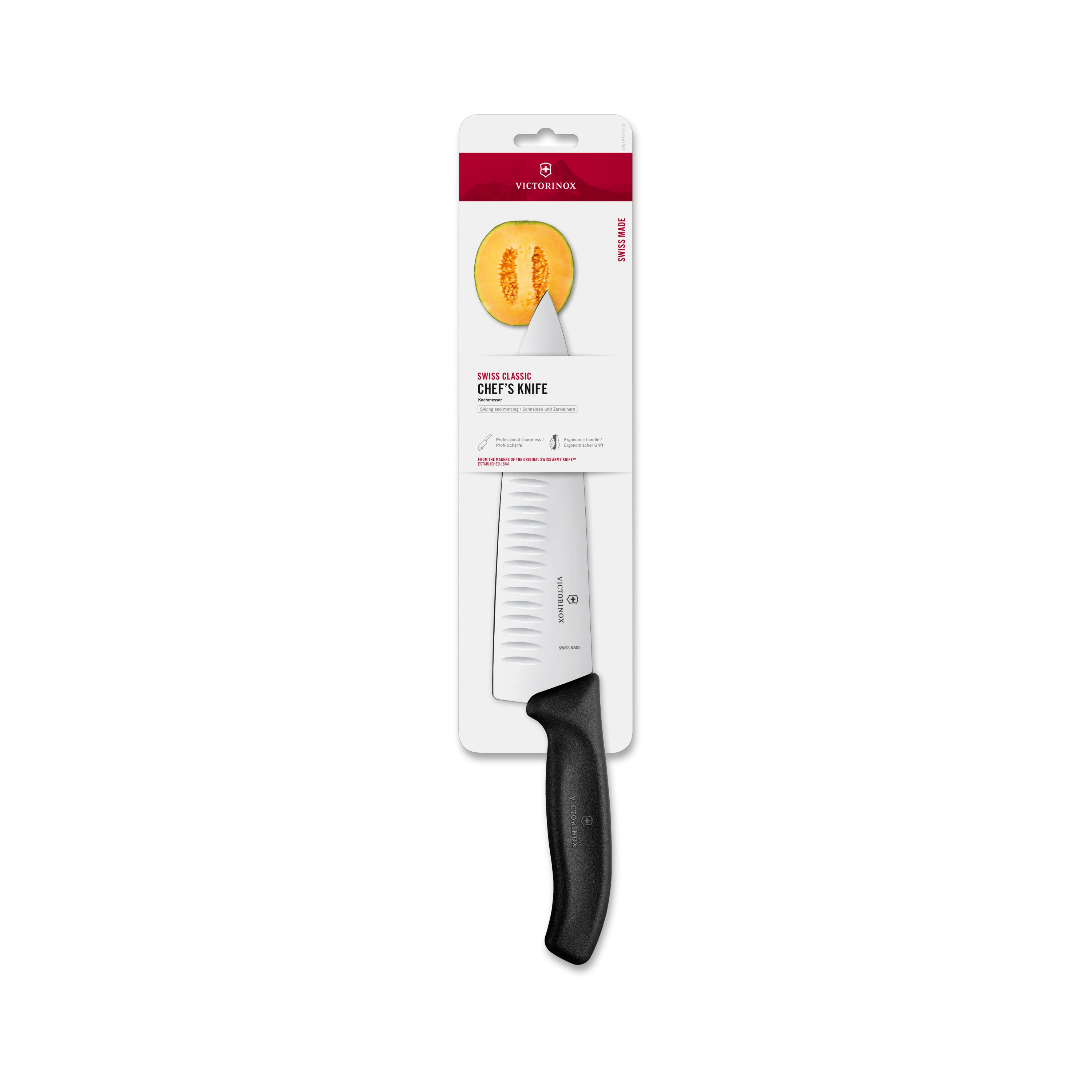 Victorinox Swiss Classic Chef's Knife 8in Straight Granton Blade Black TPE Handle 6.8083.20B View 2