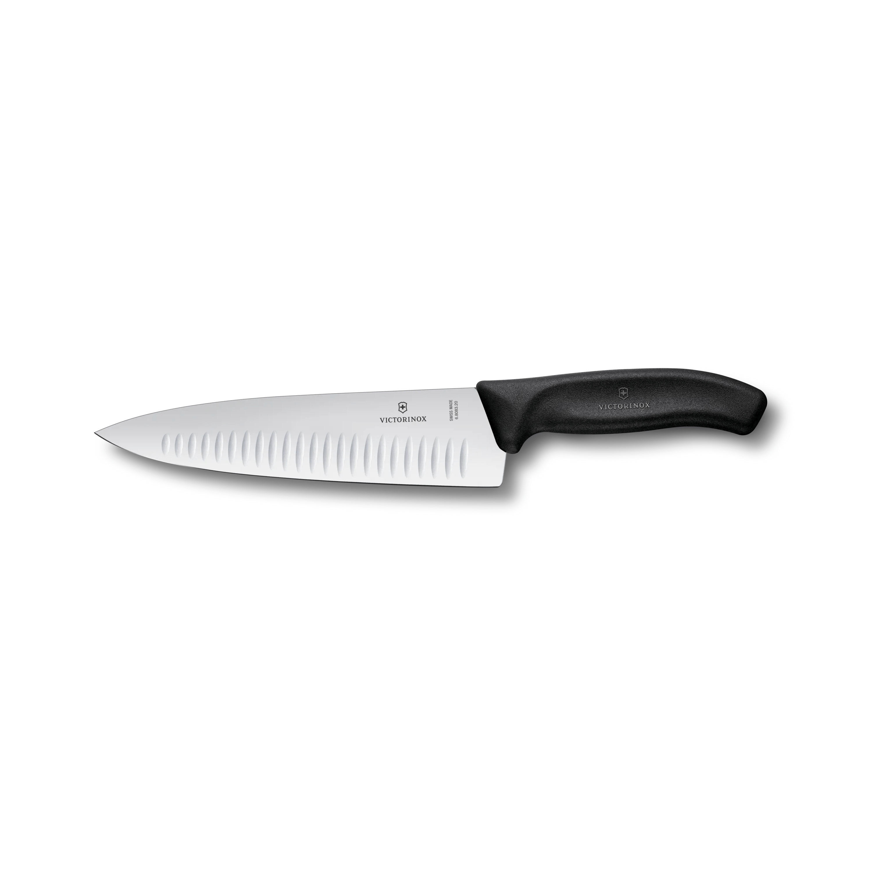 Victorinox Swiss Classic Chef's Knife 8in Straight Granton Blade Black TPE Handle 6.8083.20B View 1