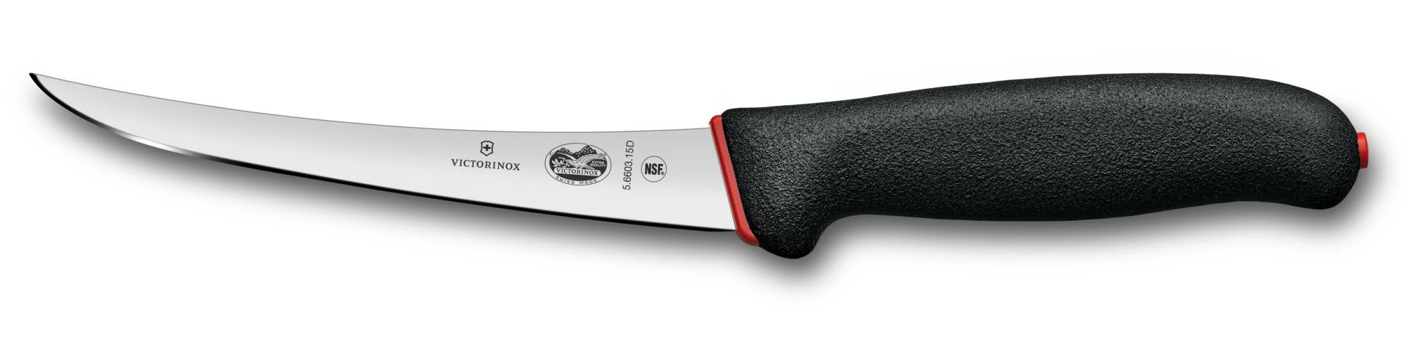 Victorinox 6-inch Curved Boning Knife Black and Red Dual Grip Handle 5.6603.15DB View 1