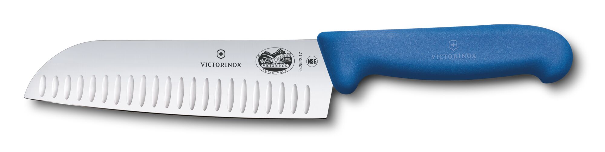 Victorinox Santoku, 7" granton blade, blue Fibrox handle Fibrox - HACCP                                  *Blister* 5.2522.17B View 1