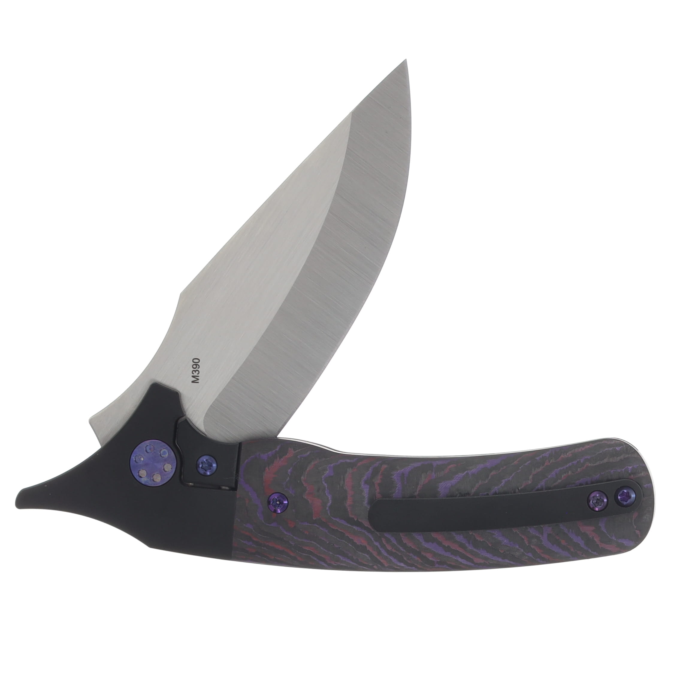 Beans Blades Javelin Folder -  Fat Carbon Purple Haze Handle Satin M390 Blade BBJAVELINFCPH View 4