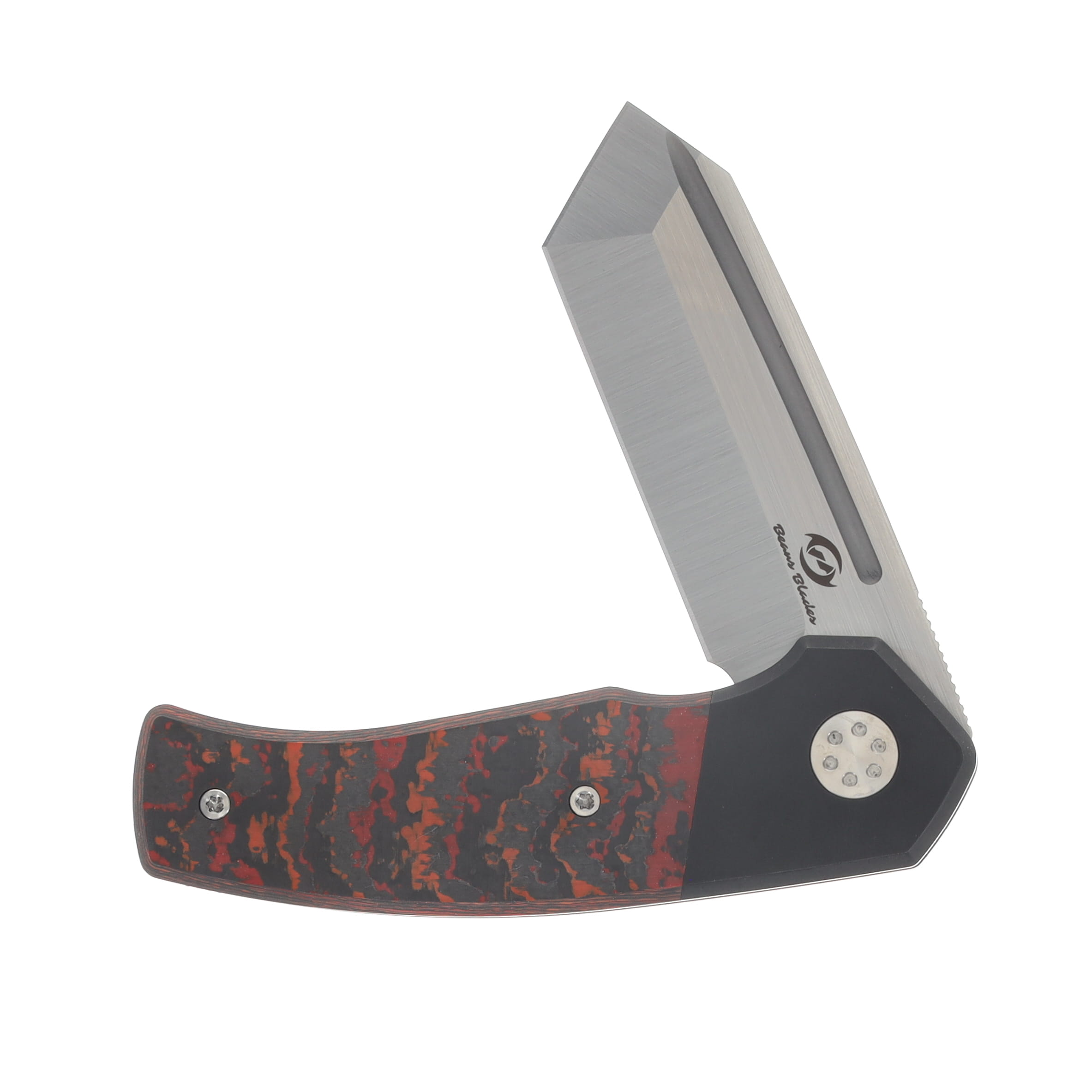 Beans Blades Mini Warrior Folder Fat Carbon Mars Valley Handle Black PVD Blade BBWARRIORMFCMVS View 3