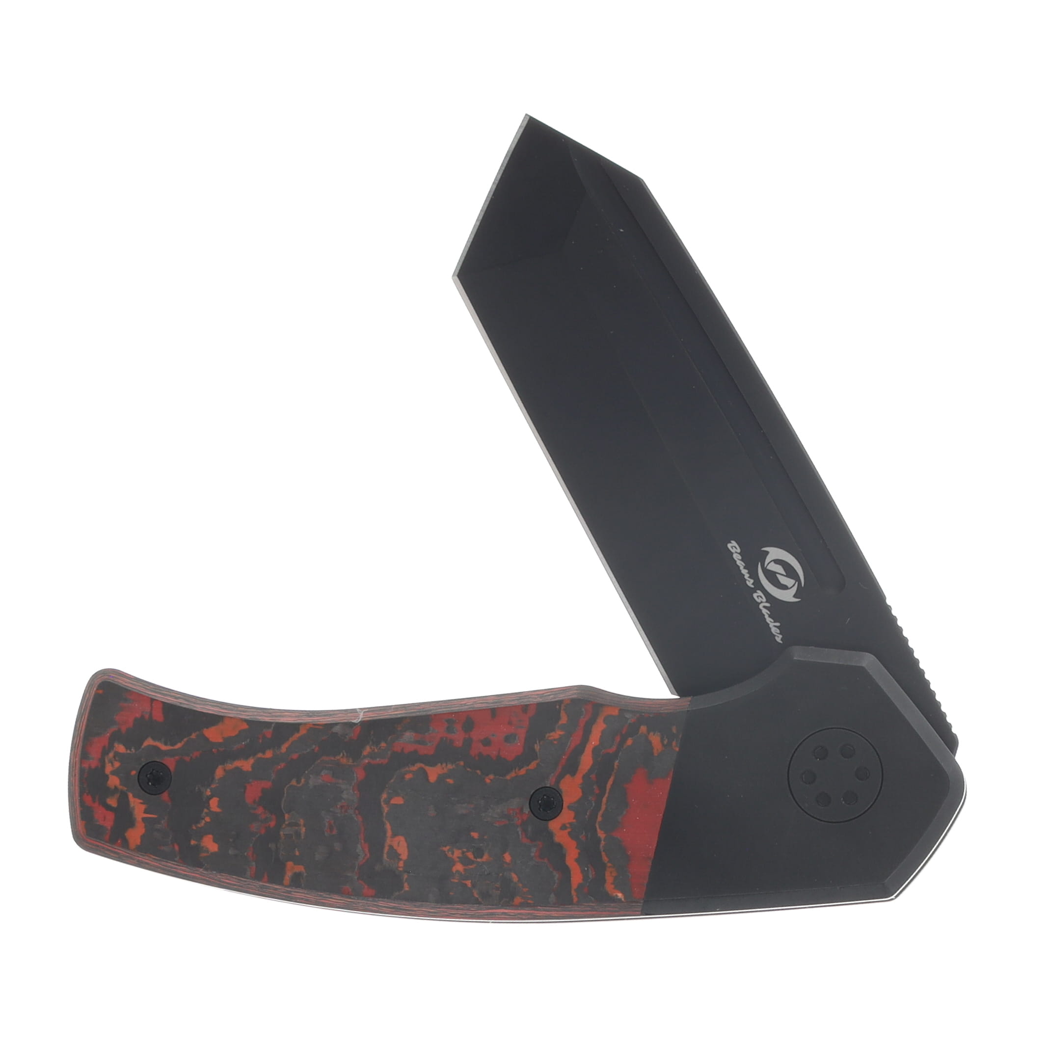 Beans Blades Mini Warrior Folder Fat Carbon Mars Valley Crosscut Handle Satin M390 Blade BBWARROIRMFCMVCS View 3