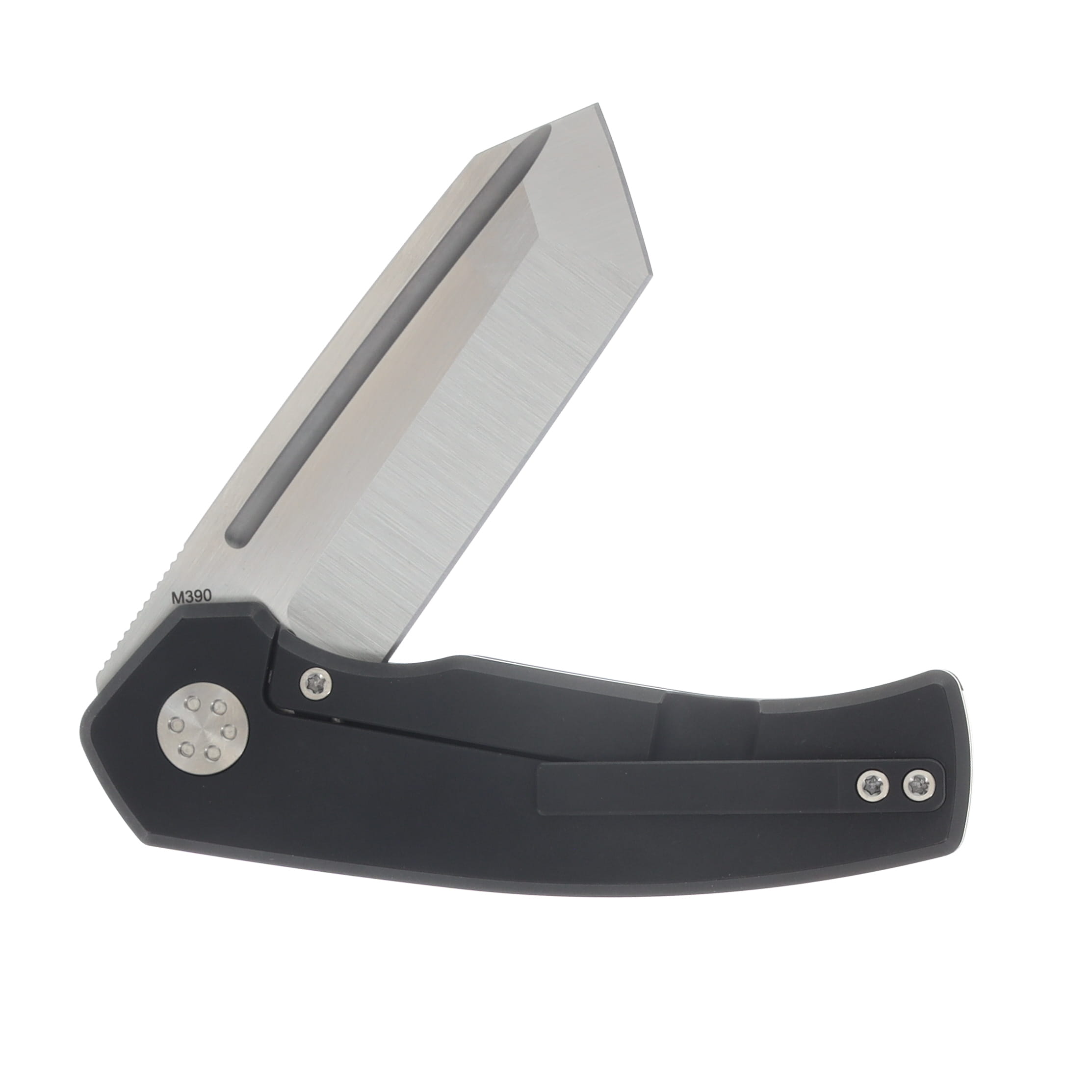 Beans Blades Mini Warrior Folder Fat Carbon Black Dunes Handle Satin M390 Blade BBWARRIORMFCDMS View 4