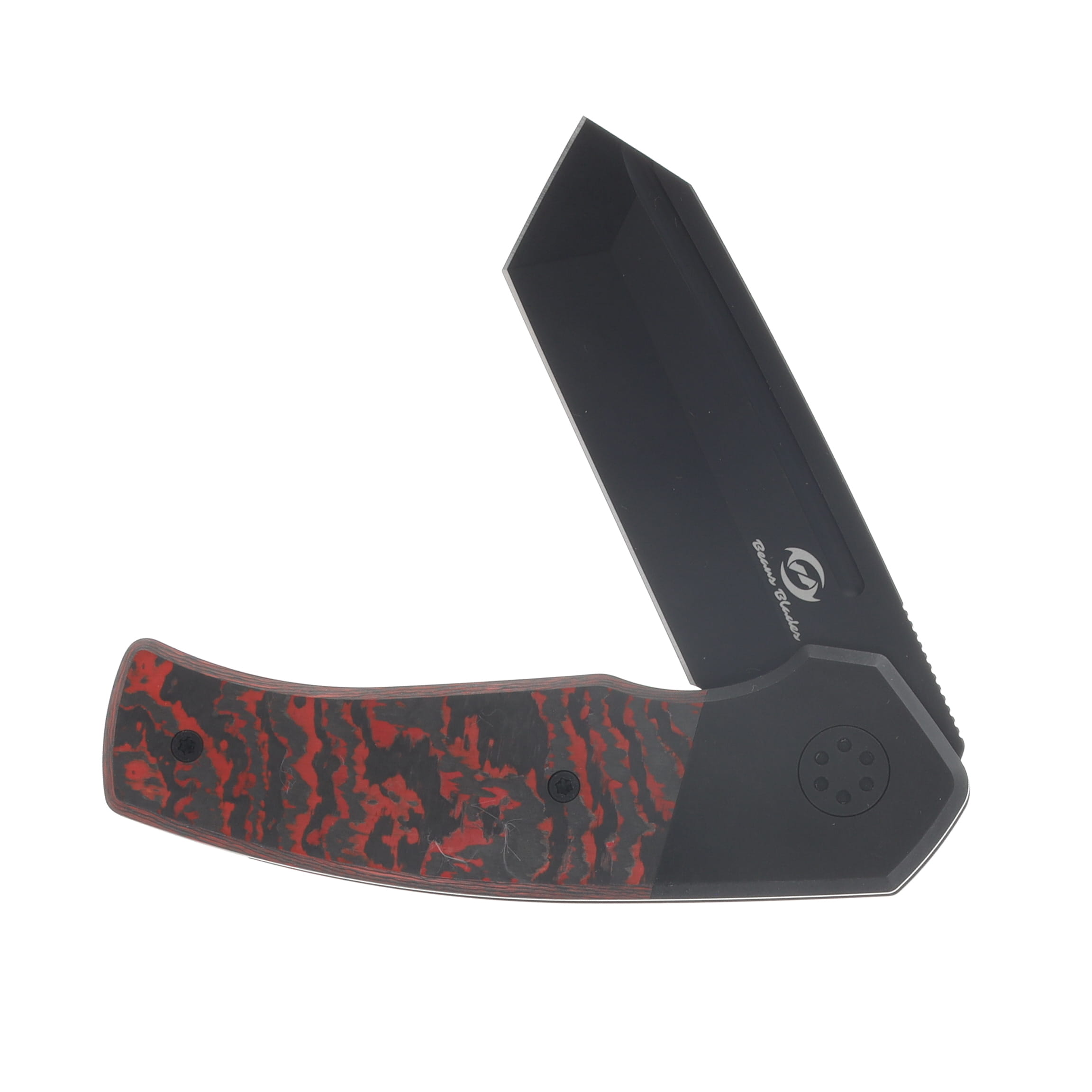 Beans Blades Mini Warrior Folder Fat Carbon Lava Flow Handle PVD M390 Blade BBWARRIORFCLFP View 4