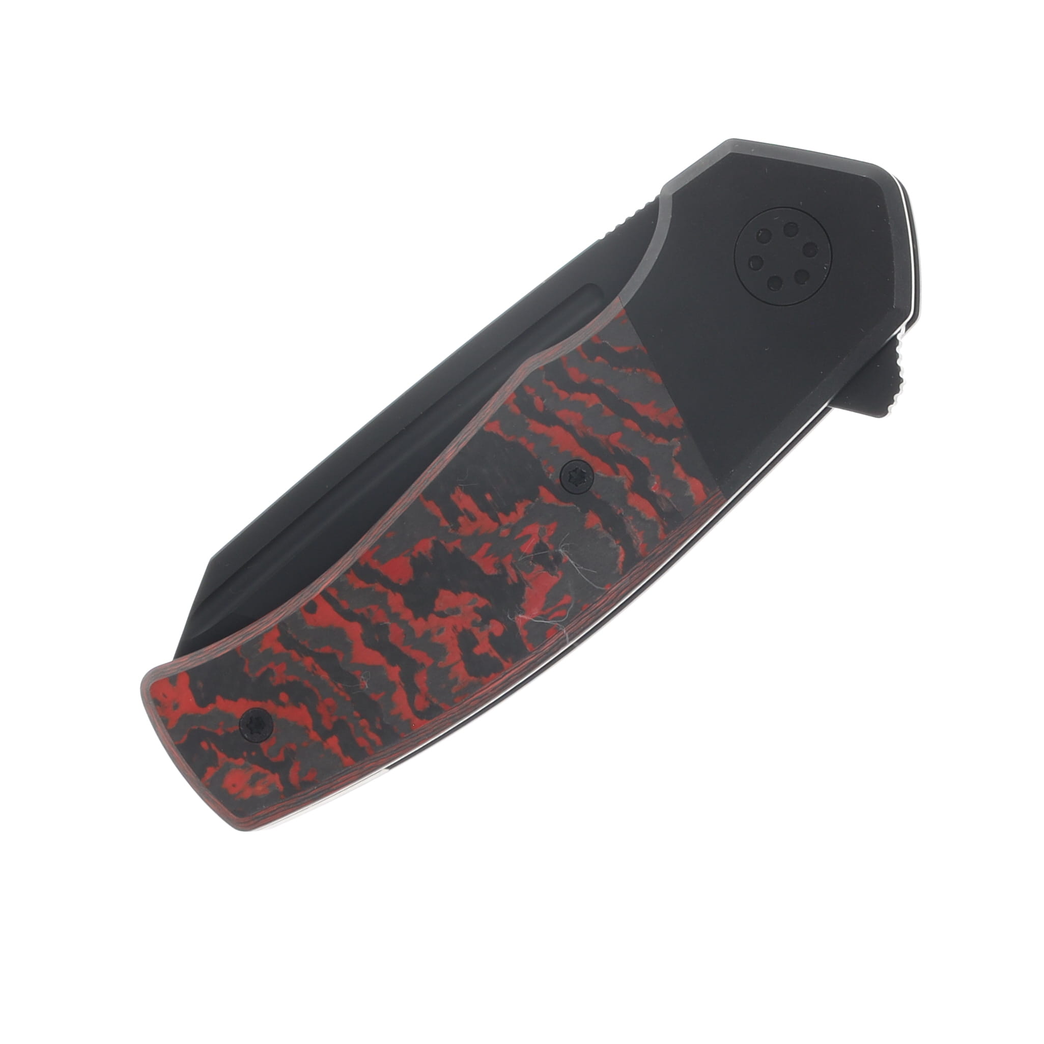 Beans Blades Mini Warrior Folder Fat Carbon Lava Flow Handle PVD M390 Blade BBWARRIORFCLFP View 5