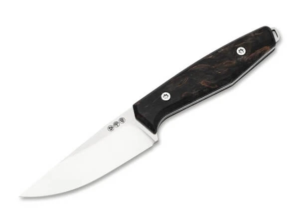 Boker AK1 Drop Point Fixed Blade Black Birch Burl Handle Magnacut Blade View 1