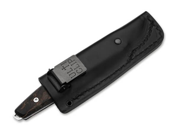 Boker AK1 Drop Point Fixed Blade Black Birch Burl Handle Magnacut Blade View 4
