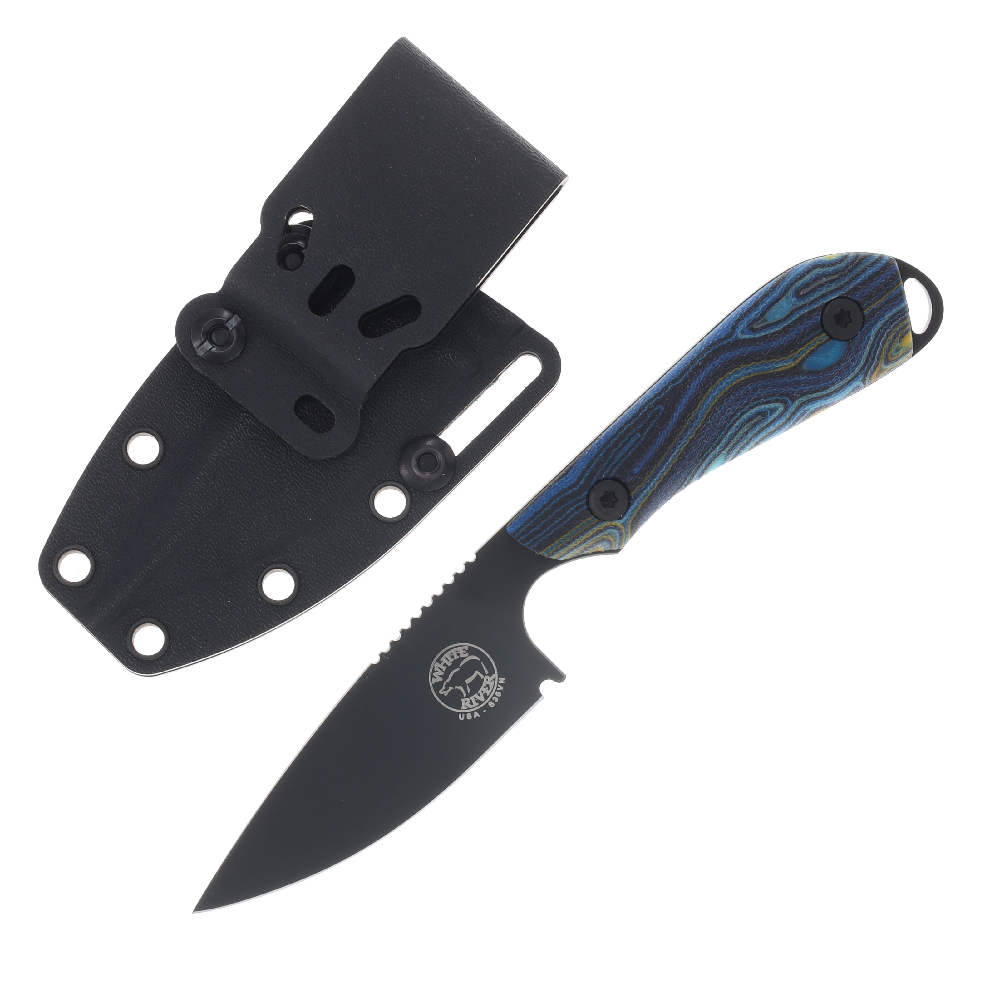 White River SMKW Exclusive Custom Model 1 Fixed Blade Knife Black PVD S90V/Starry Night G-Carta WRM1-GCRTSN View 2