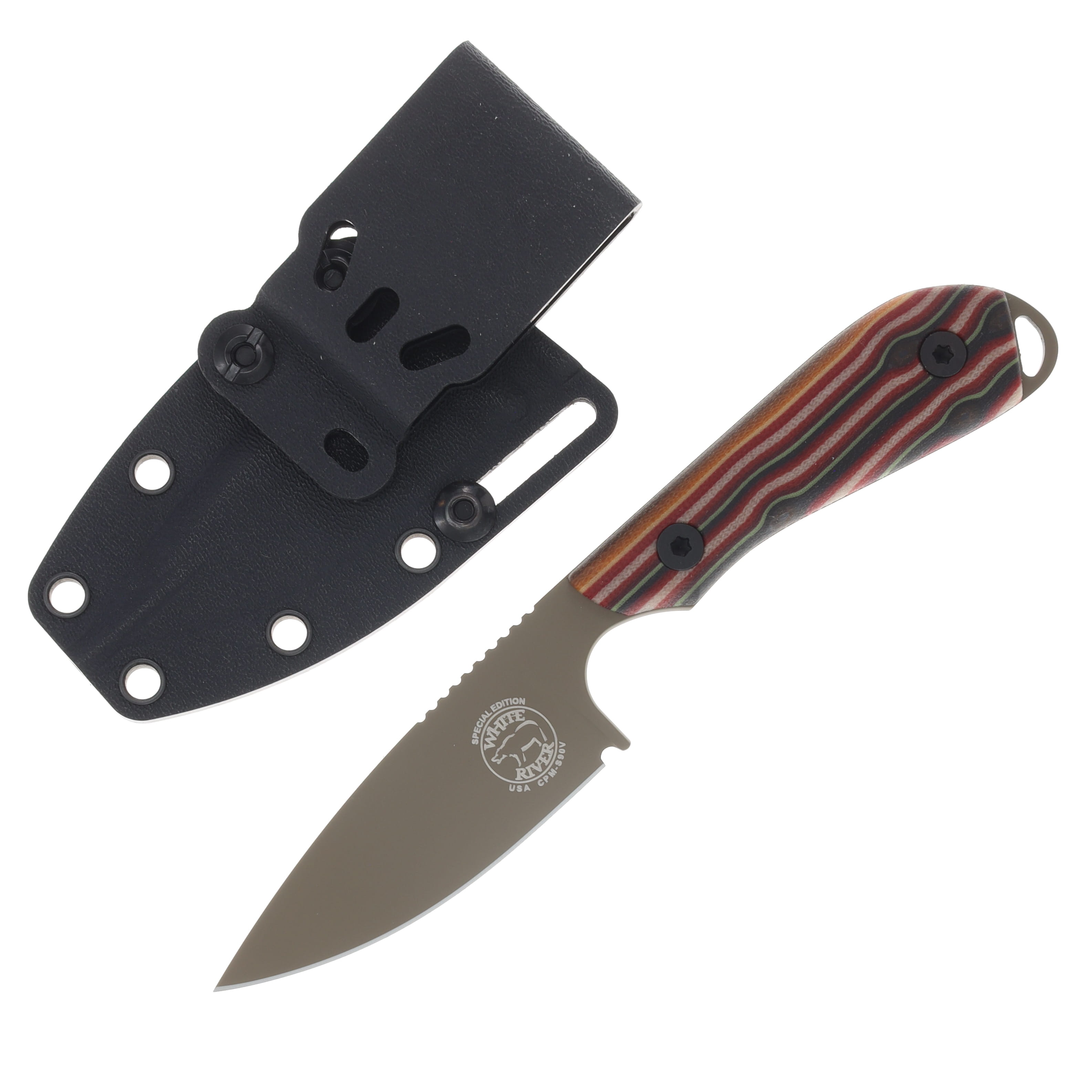 White River SMKW Exclusive Custom Model 1 Fixed Blade Knife FDE PVD S90V/Lasagne G-Carta WRM1-GCRTLS View 2