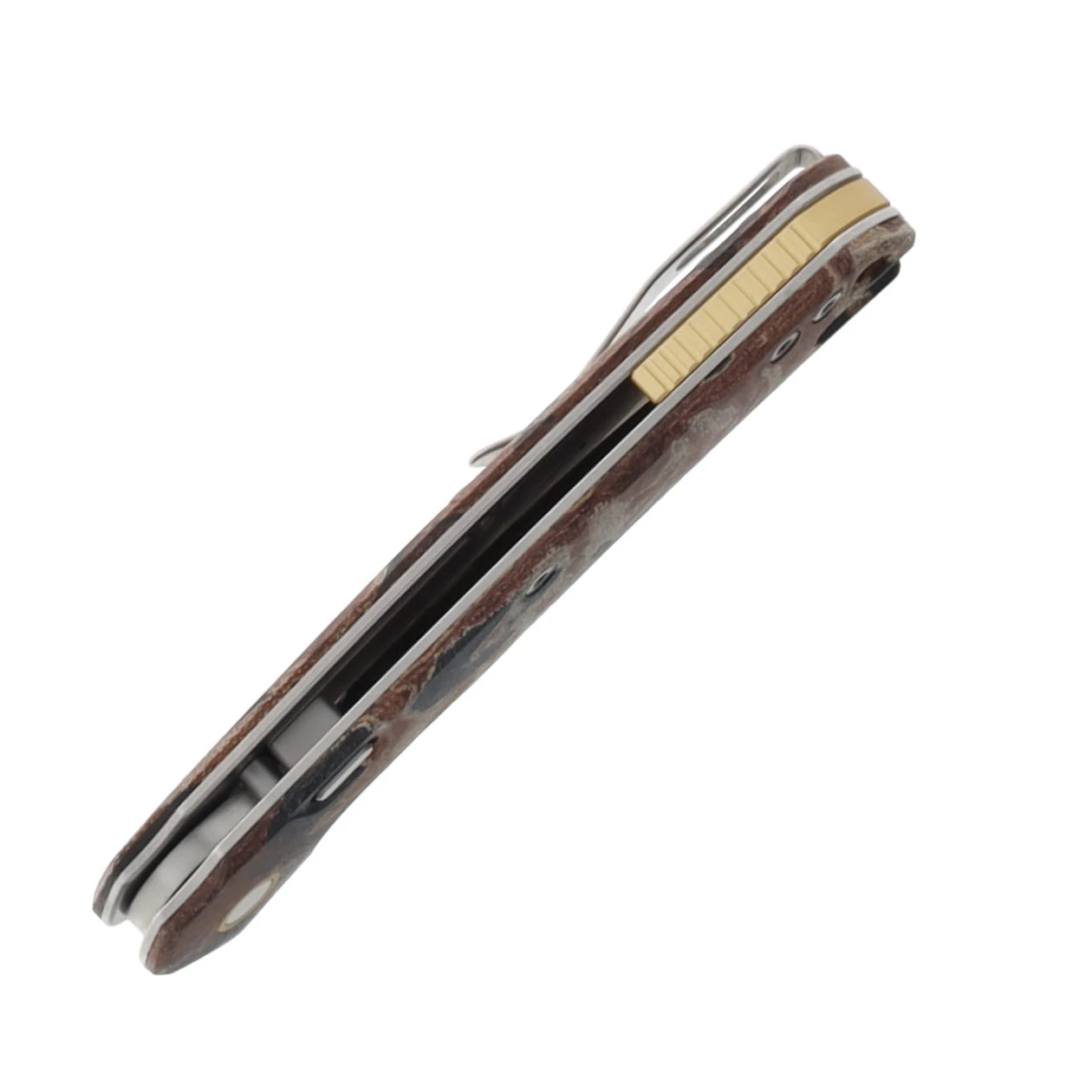 Vosteed Psyop Folder Canvas Rag Burl - Red Current Micarta Elmax Satin Blade A2234 View 7