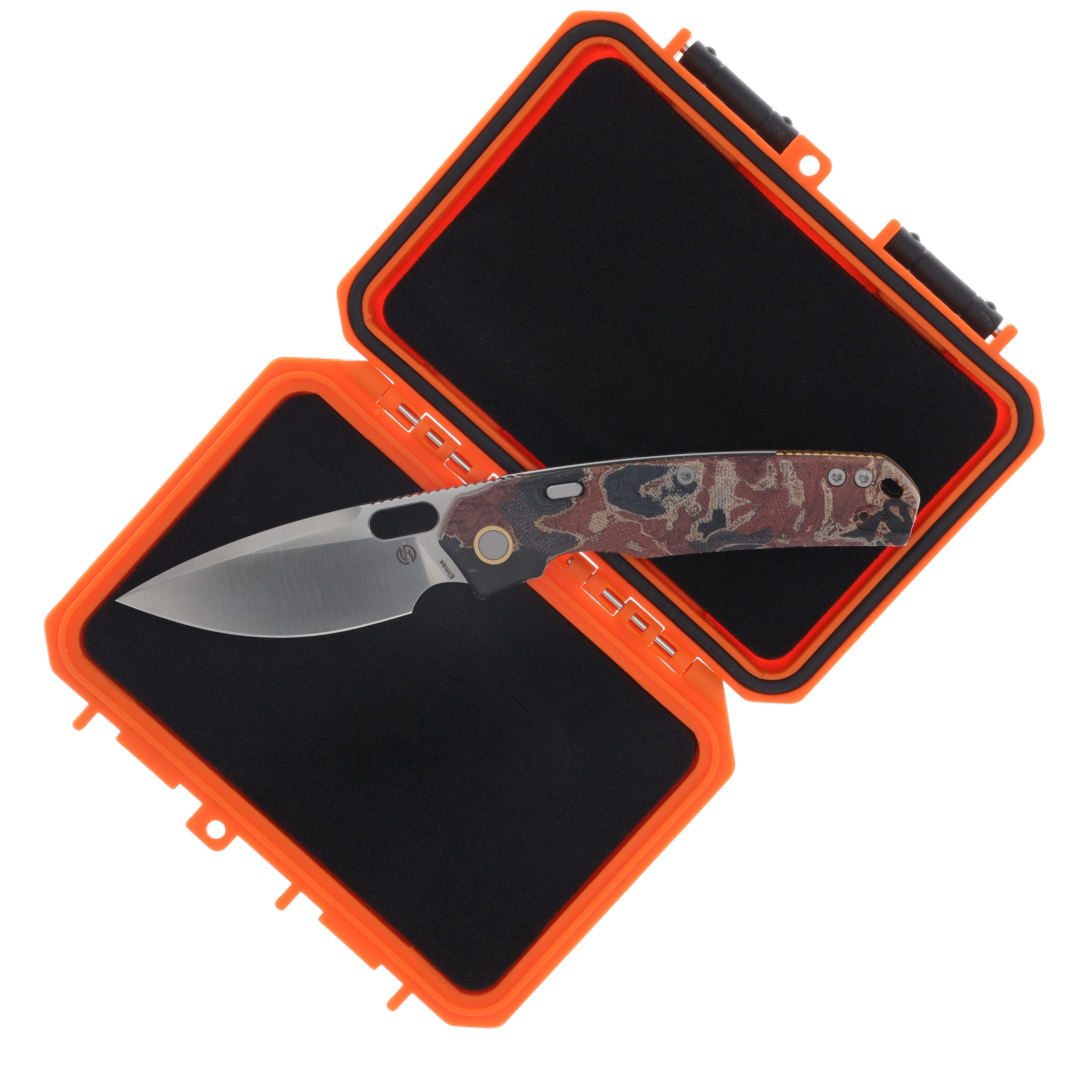 Vosteed Psyop Folder Canvas Rag Burl - Red Current Micarta Elmax Satin Blade A2234 View 8