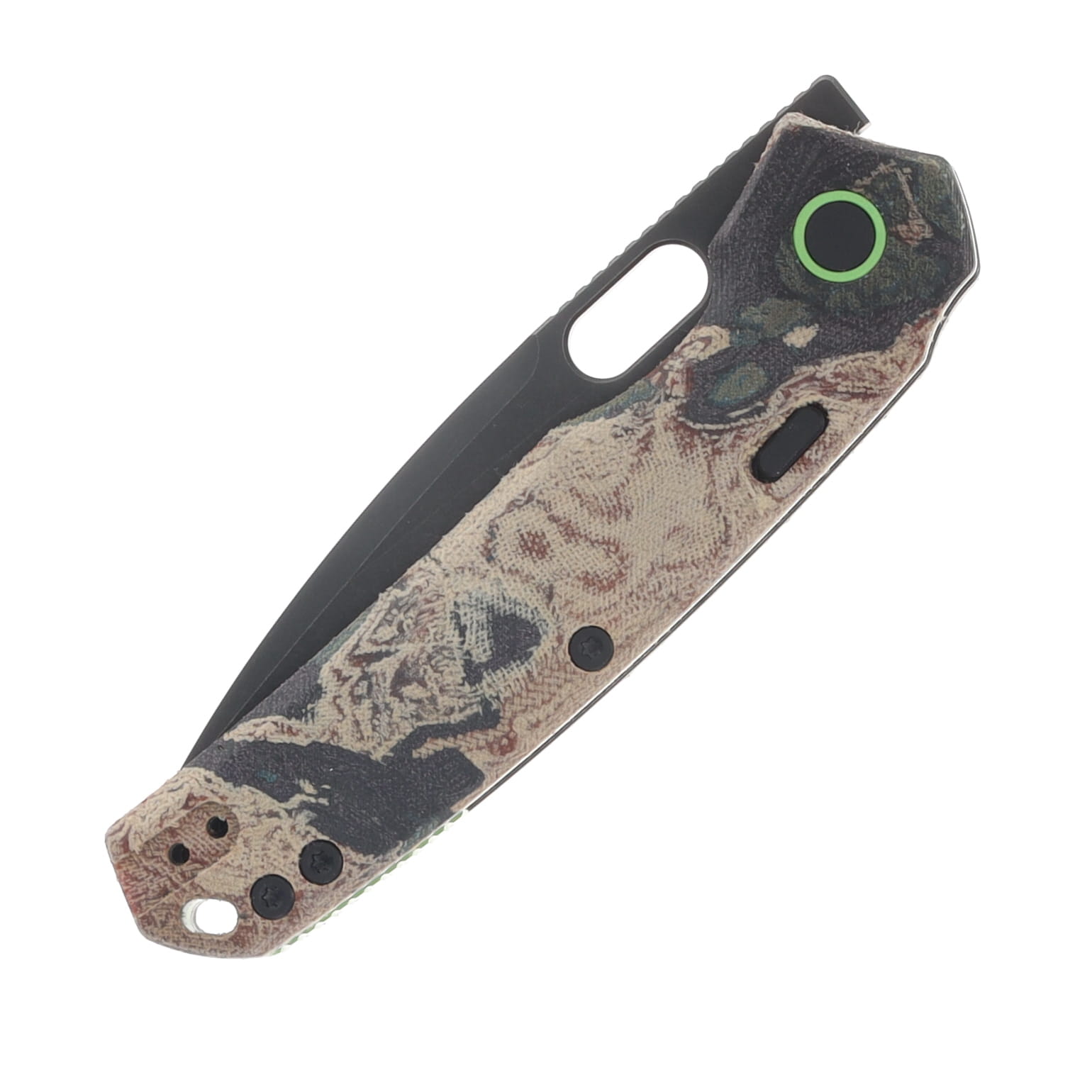 Vosteed Psyop Folder Canvas Rag Burl - Blue Current Micarta Black Elmax Blade A2235 View 6