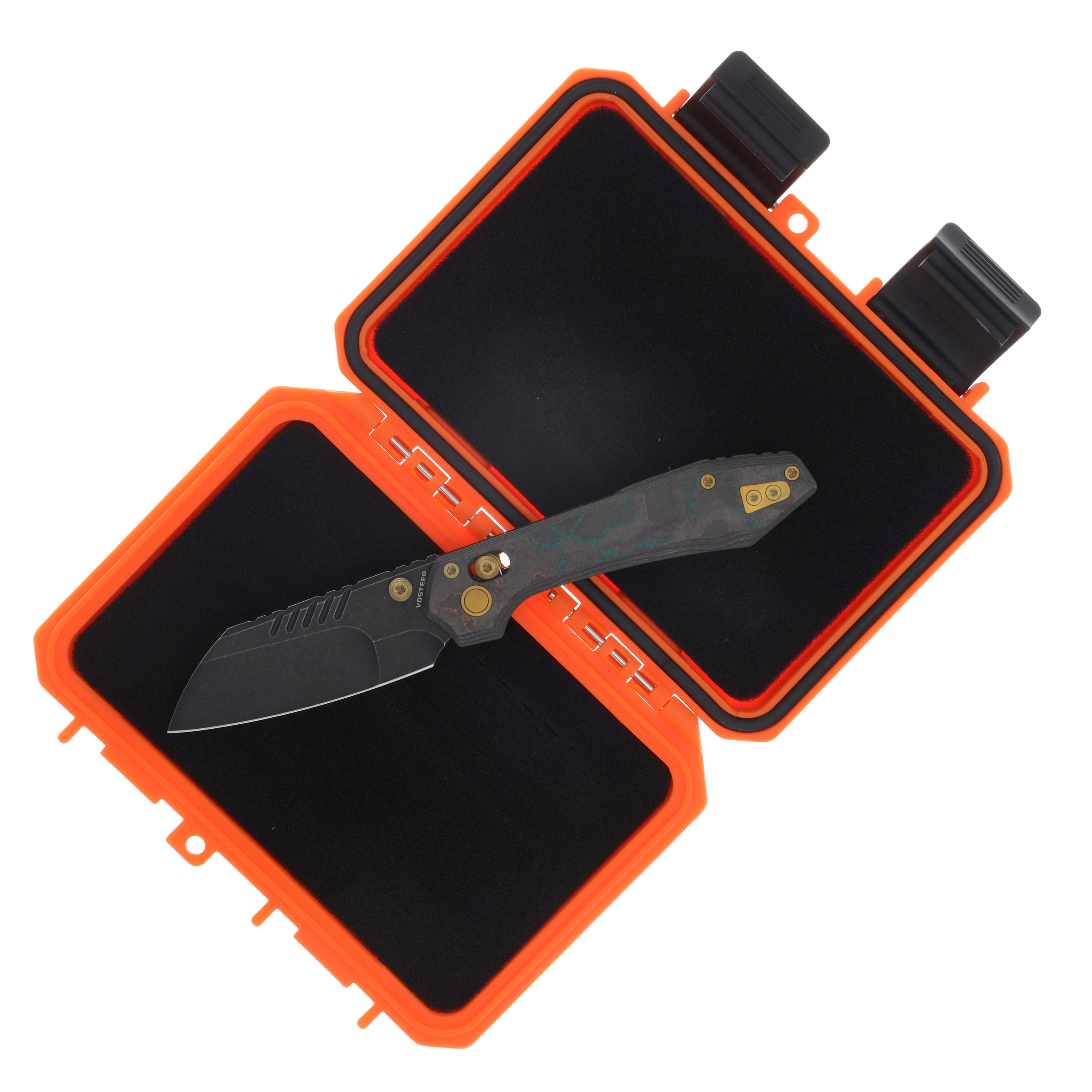 Vosteed Mini RSKAOS Folder Blk STNWSH Blade Shipwreck Camo Carbon Fiber Handle View 9