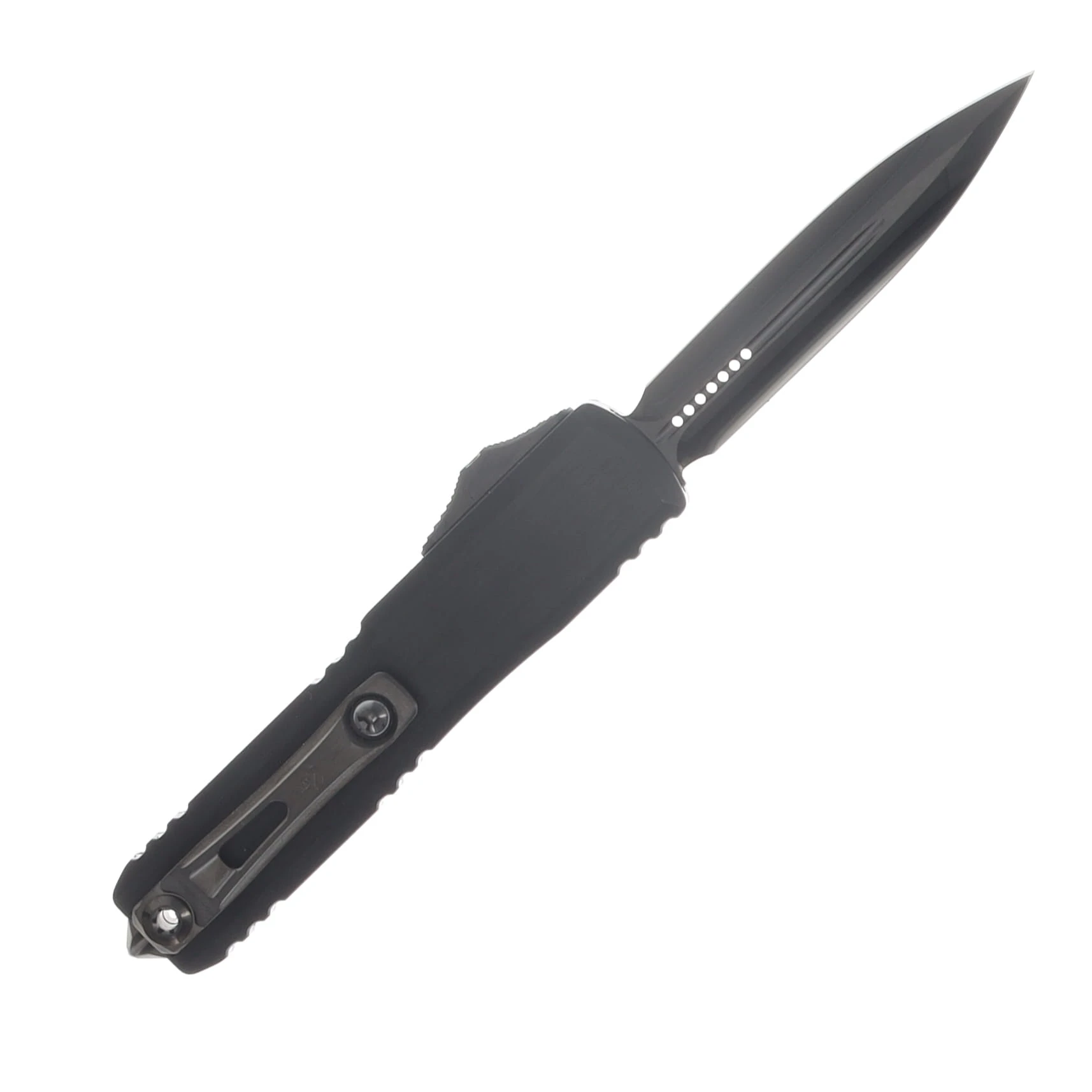 Microtech UTX-70 Gen IV OTF Auto DE DLC Diamondwash Hefted Black Anodized Alloy DLC Hard Cut Stainless AUMT11474-1DLCDWHFDLCS View 2