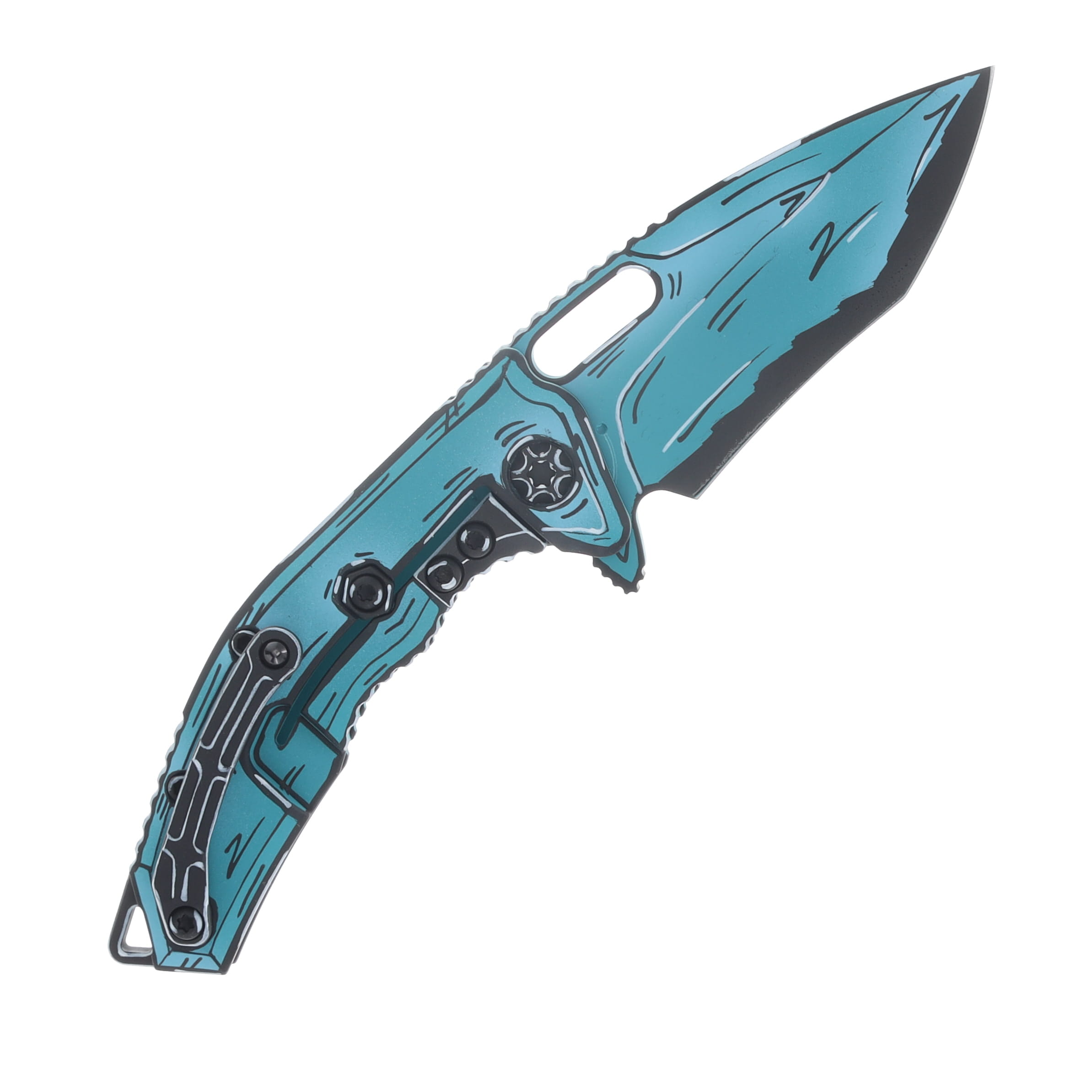 Heretic Medusa Framelock Folding Knife Turquoise Cel Shaded Recurve  H010-CS-TQ View 2