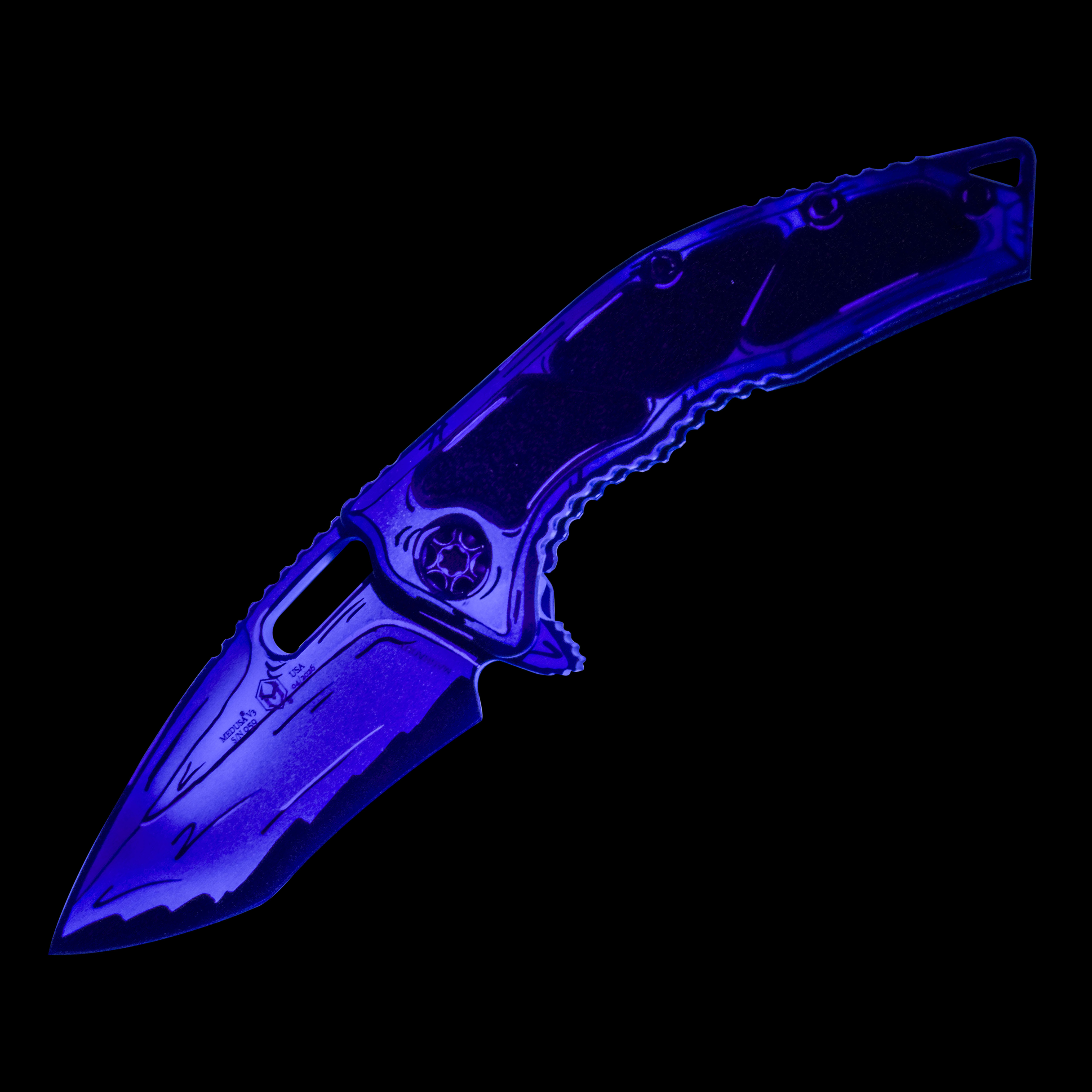 Heretic Medusa Framelock Folding Knife Turquoise Cel Shaded Recurve  H010-CS-TQ View 10