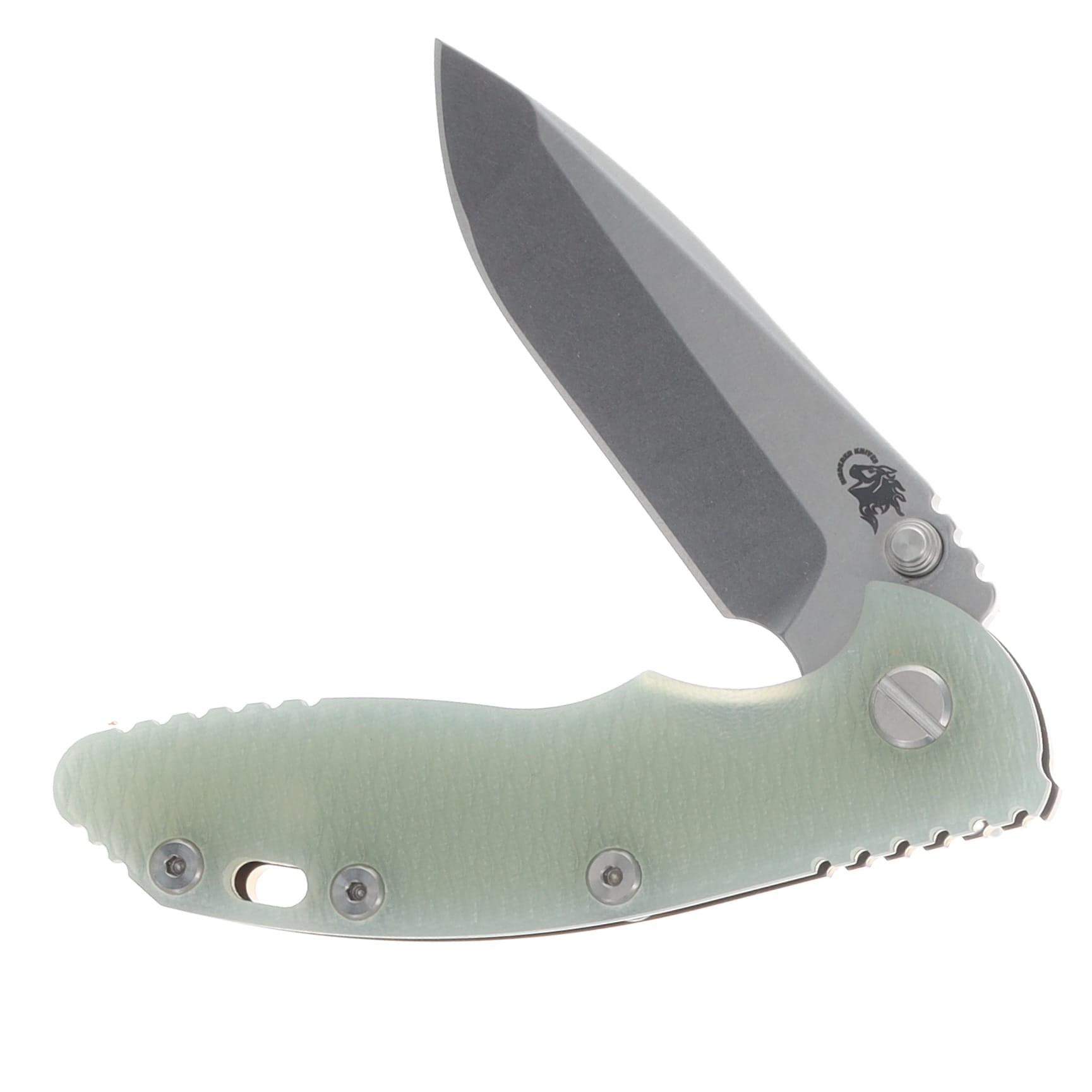 Hinderer XM-18 3.25 Non Flipper Folding Knife Magnacut Spanto/Translucent Green G-10 and Stonewash Bronze Titanium KXM325SPANFTWWSWBZ View 3