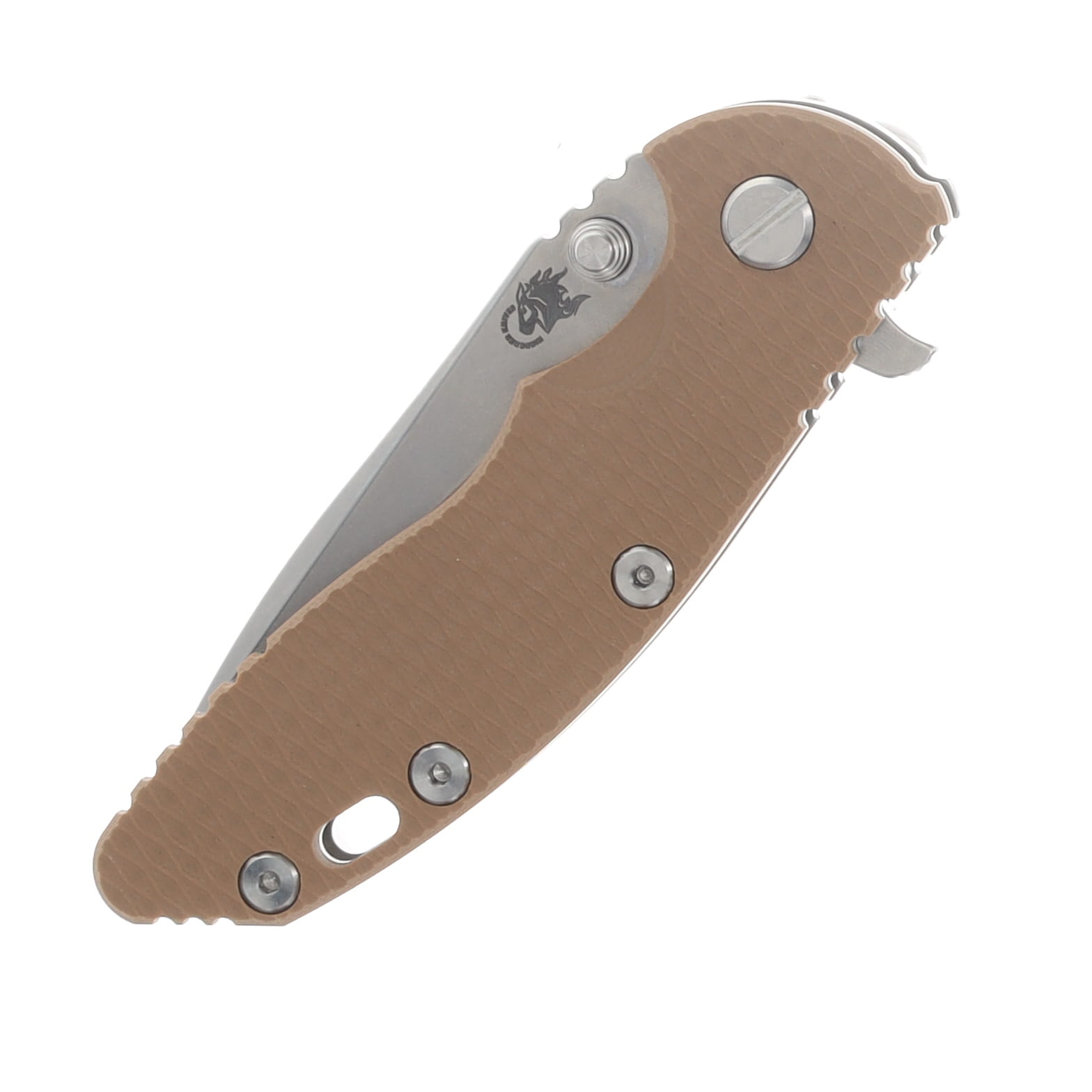 Hinderer XM-18 3.25 Flipper Folding Knife Magnacut Spanto/Coyote G-10 and Stonewash Titanium KXM325SPANFSWCY View 5