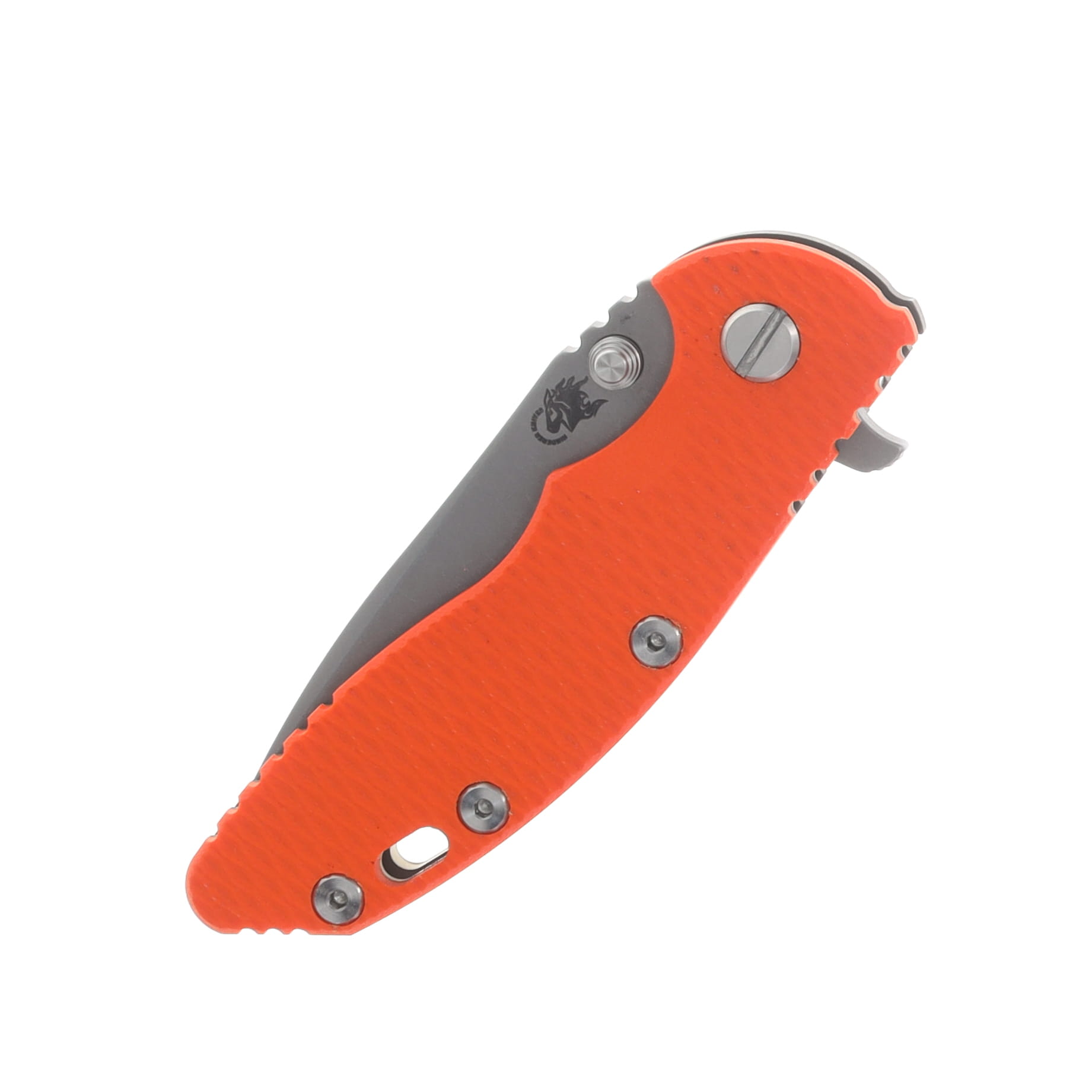 Hinderer XM-18 3.25 Flipper Folding Knife Magnacut Spanto/Orange G-10 and Battle Bronze Titanium KXM325SPANFBBZOR View 5