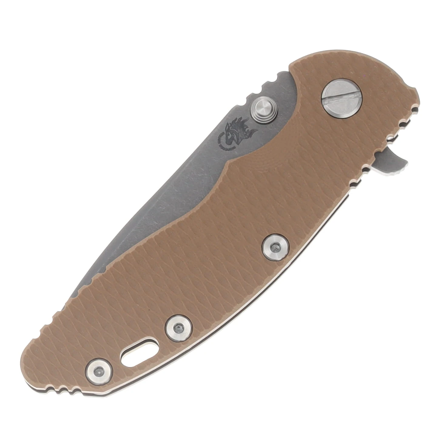 Hinderer XM-18 3.25 Flipper Folding Knife Magnacut Spanto/Coyote G-10 and Battle Bronze Titanium KXM325SPANFBBZCY View 5