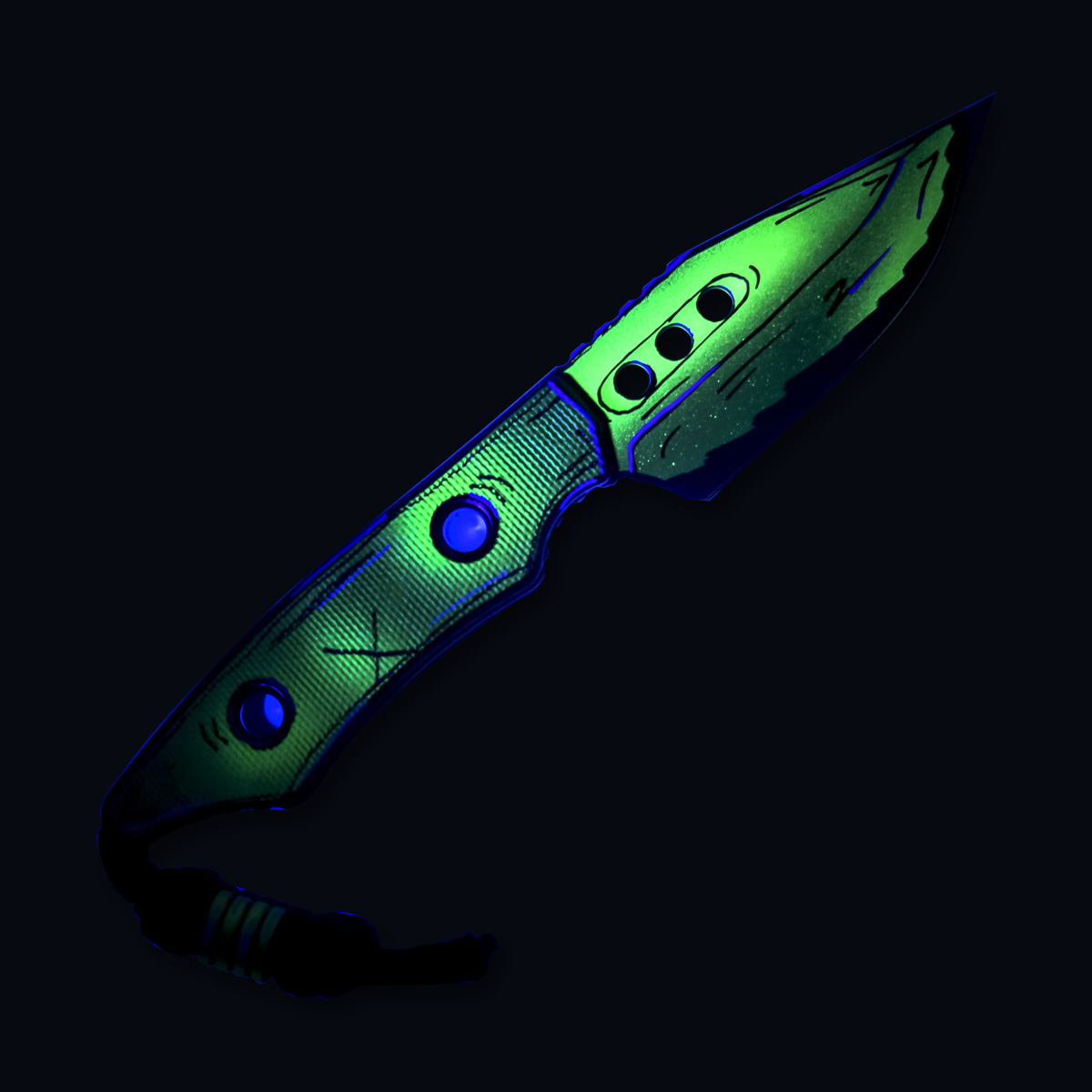 Heretic Kobold Fixed Blade Cel Shade Toxic Green with Matching Bead H065-CS-TX View 9
