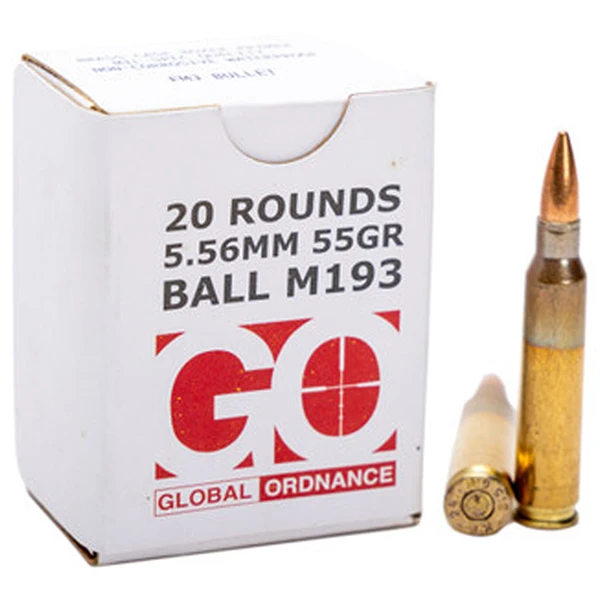Global Ordnance 5.56x45mm NATO M193 Rifle Ammunition 1000 Round Case Brass Centerfire 55 Grain M193 FMJ 896573 View 2